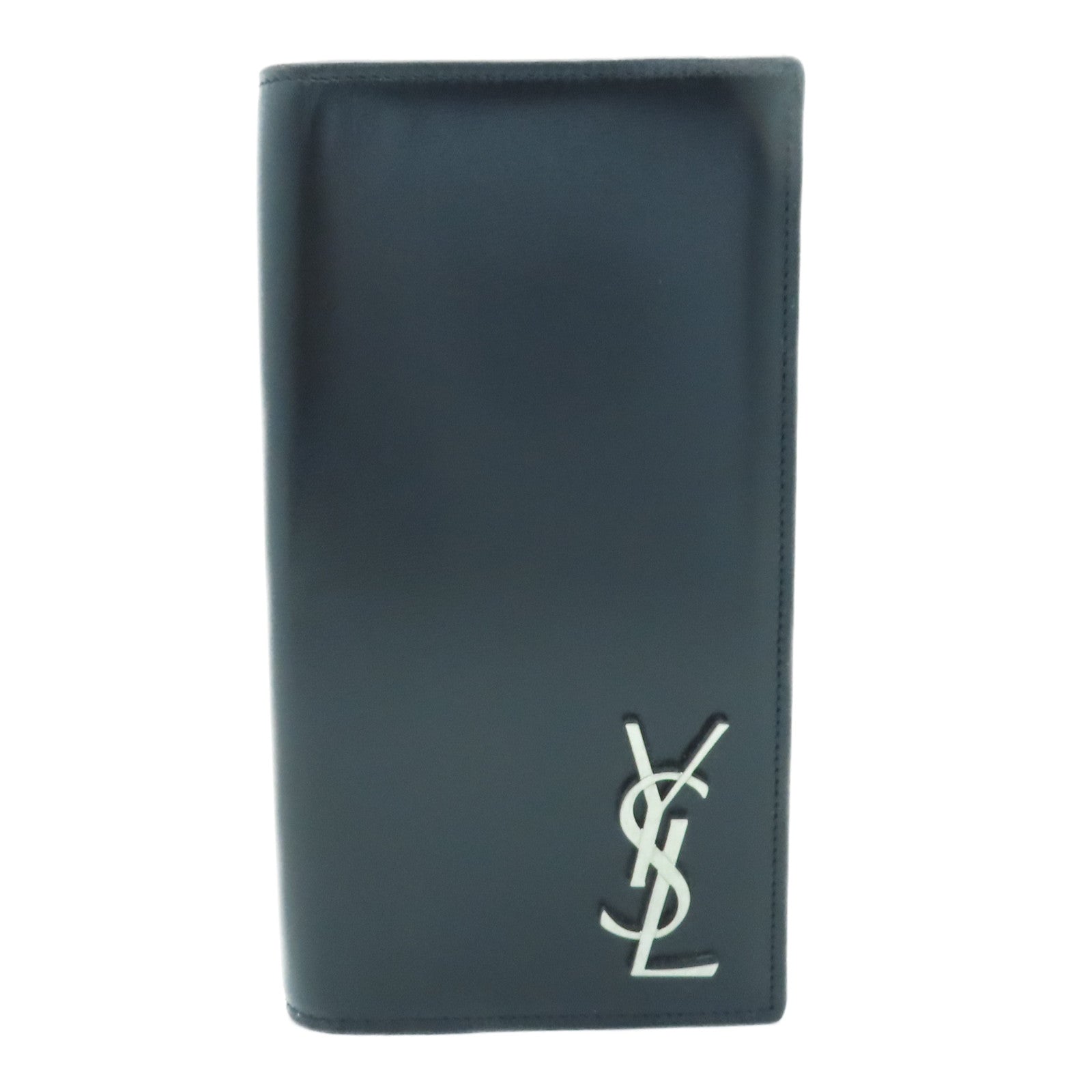 SAINT LAURENT 羊皮皮革Long Wallet銀扣長錢包黑色