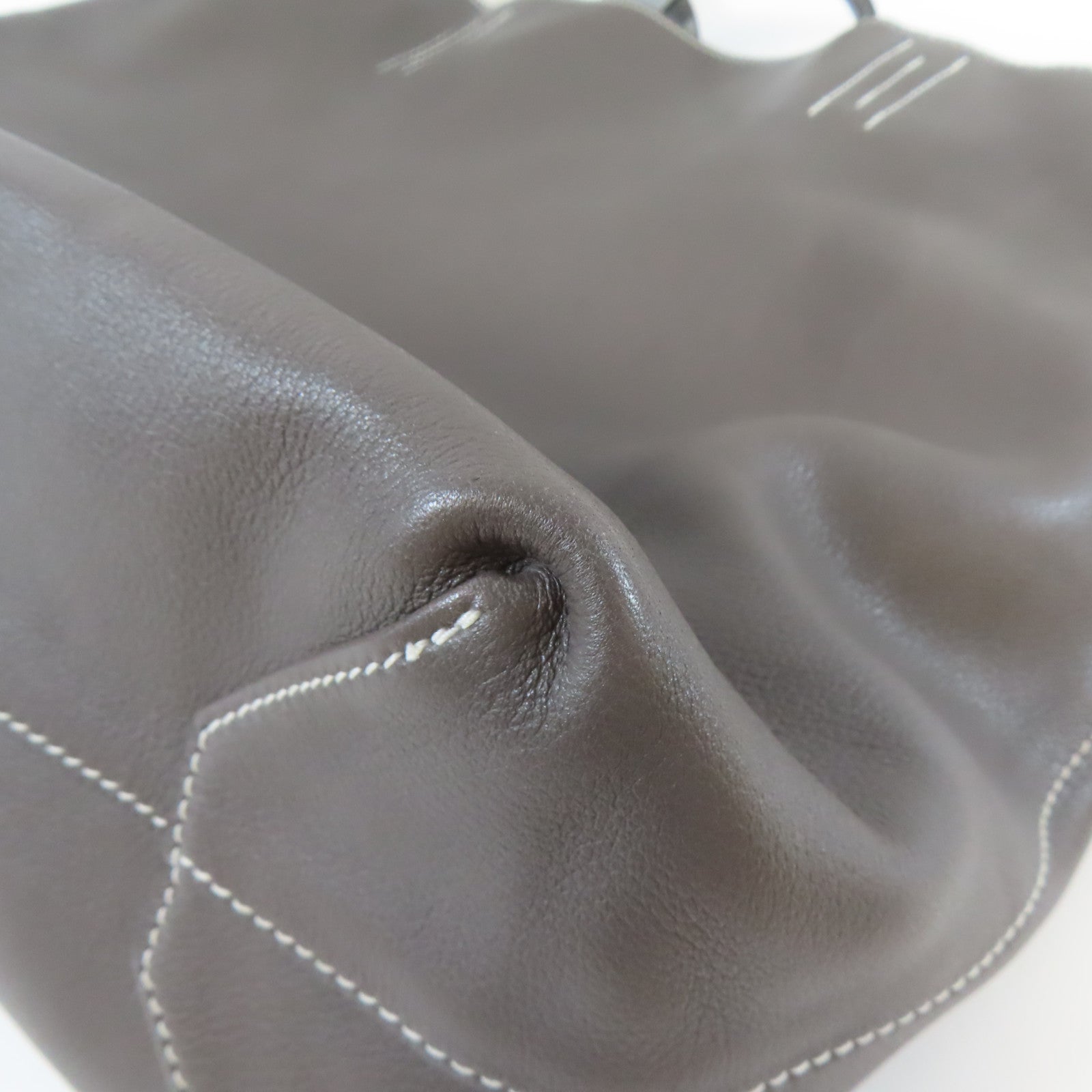 HERMES Clemence皮革Double Sens手挽袋灰色