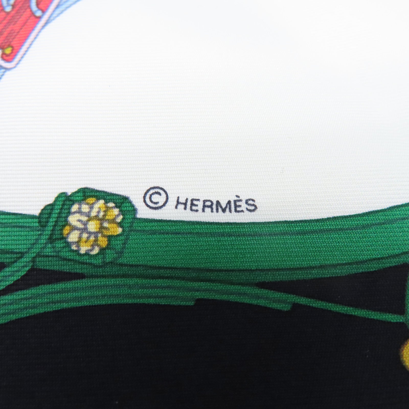 HERMES 丝质Scarf 45x45丝巾黑色/白色/绿色