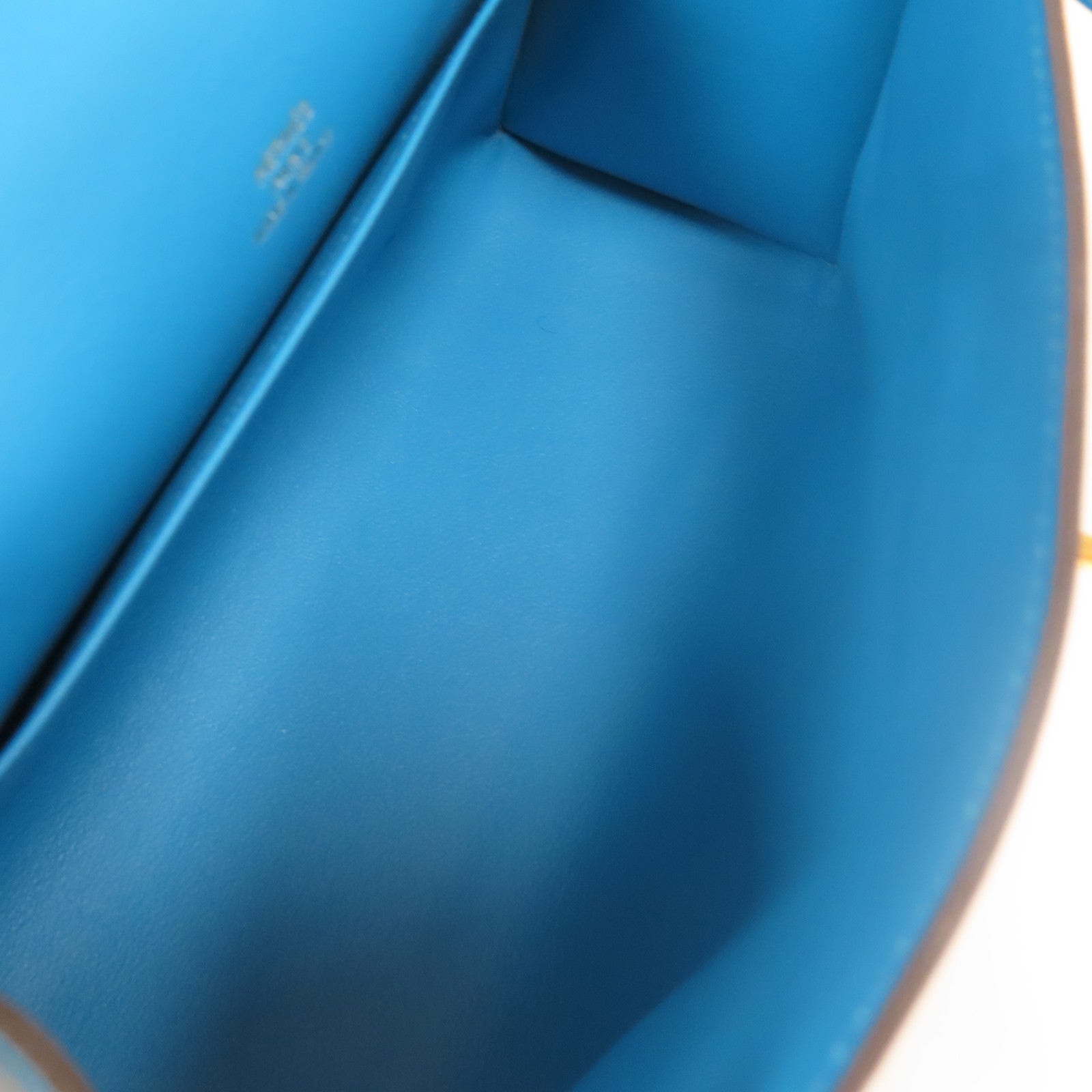 HERMES Veau Swift皮革Kelly Pochette金扣手挽袋藍色