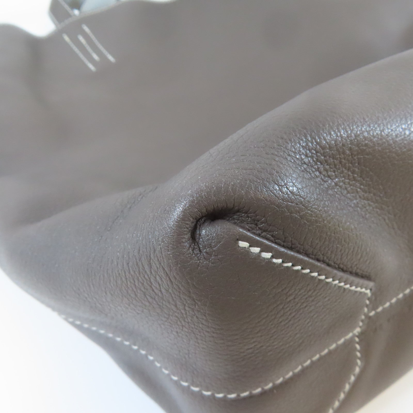 HERMES Clemence皮革Double Sens手挽袋灰色
