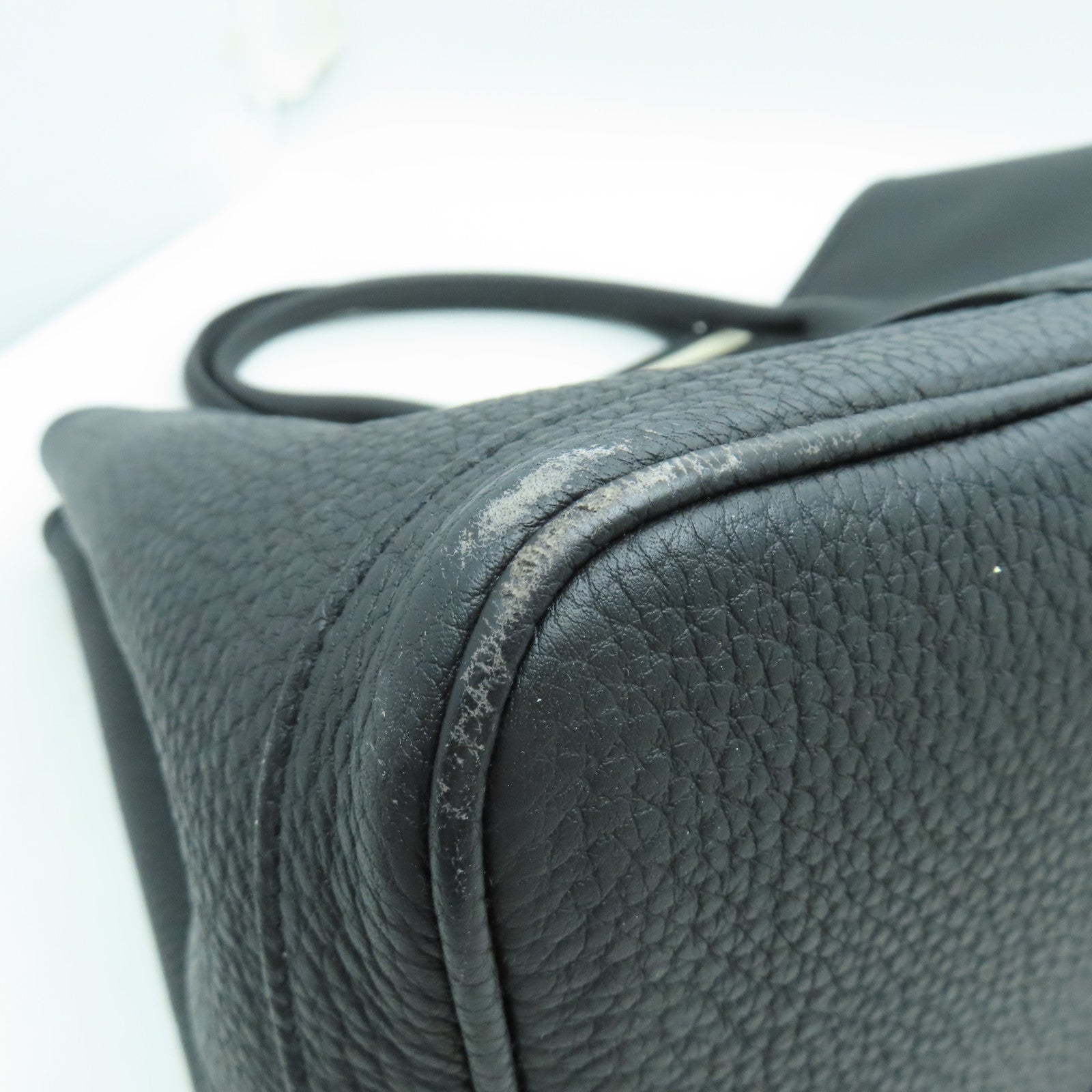 HERMES Negonda皮革GardenParty PM銀扣手挽袋Noir黑色