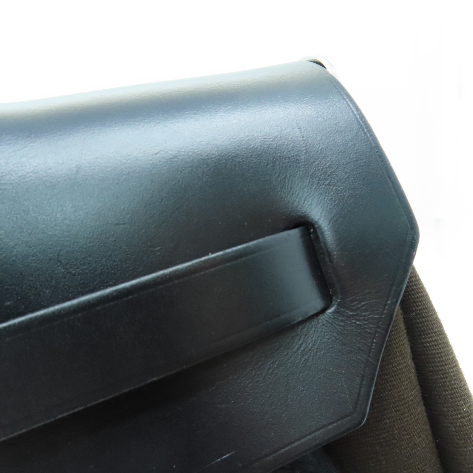 HERMES 【激減優惠】帆布Herbag 31銀扣手挽肩背兩用袋Ebene/Noir黑色/啡色