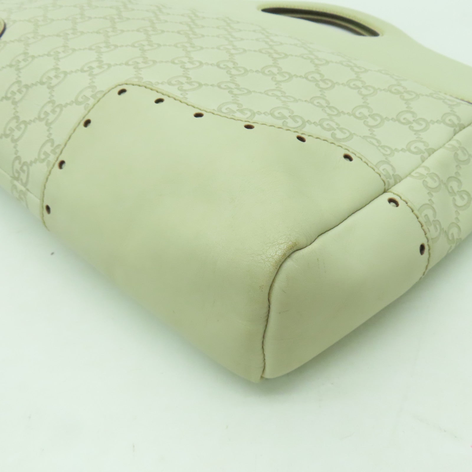 GUCCI Guccissima皮革Hand Bag金扣手挽袋白色