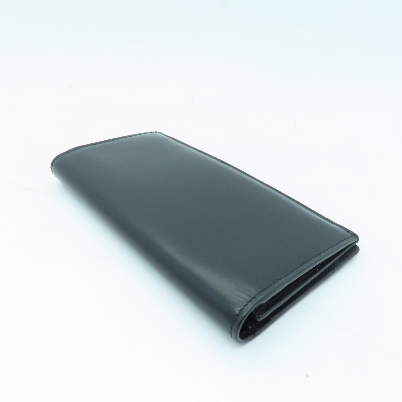 SAINT LAURENT 羊皮皮革Long Wallet銀扣長錢包黑色