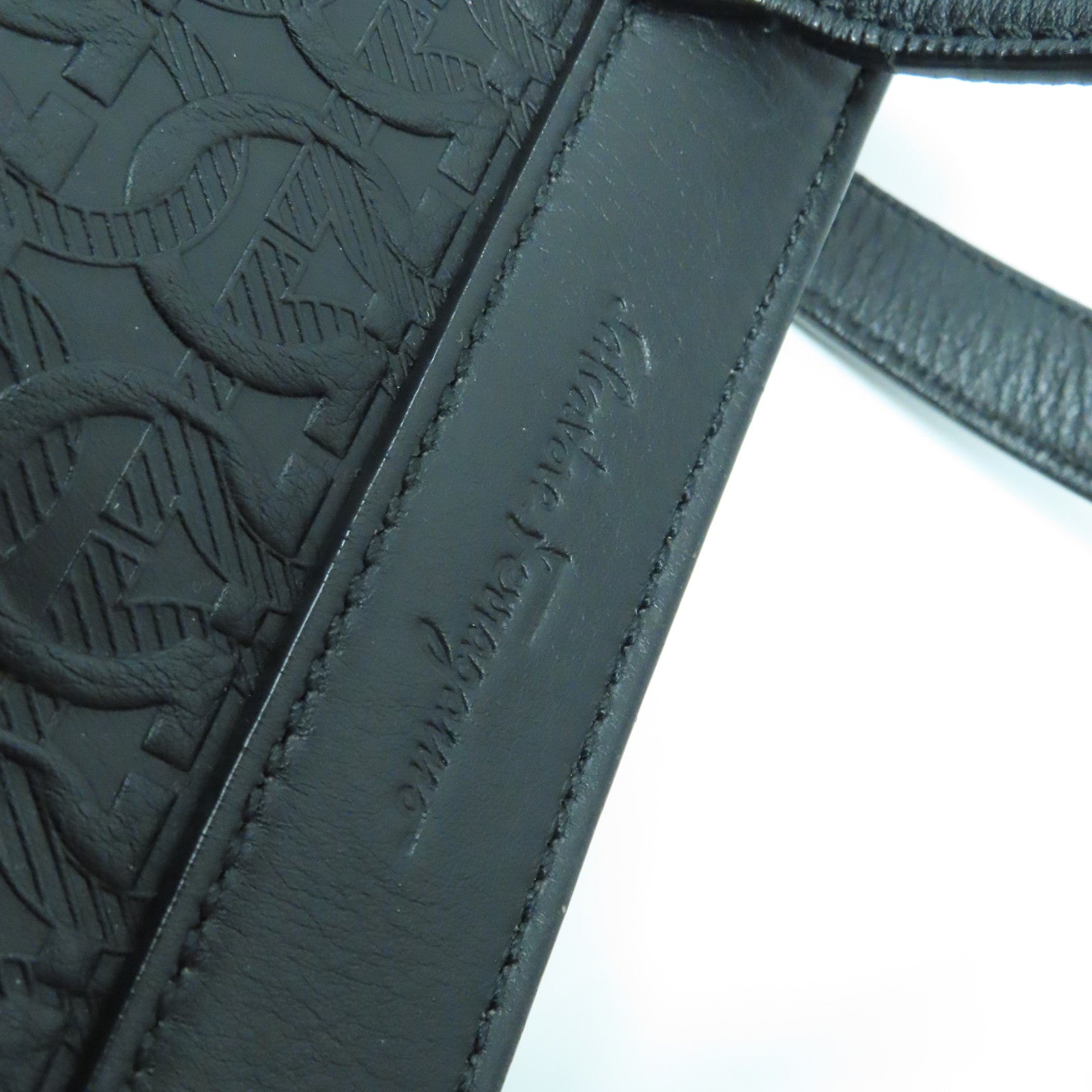Salvatore Ferragamo 牛皮皮革Tote Bag銀扣手挽肩背兩用袋黑色