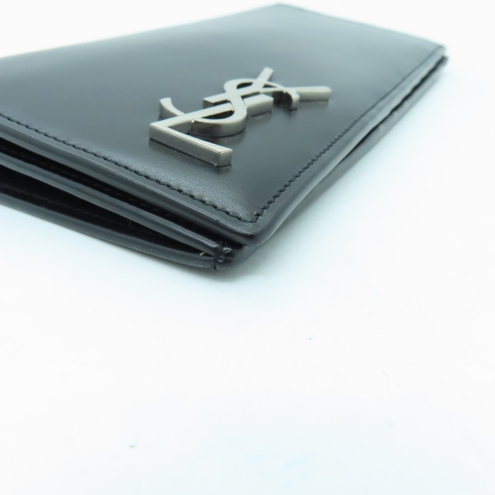 SAINT LAURENT 羊皮皮革Long Wallet銀扣長錢包黑色