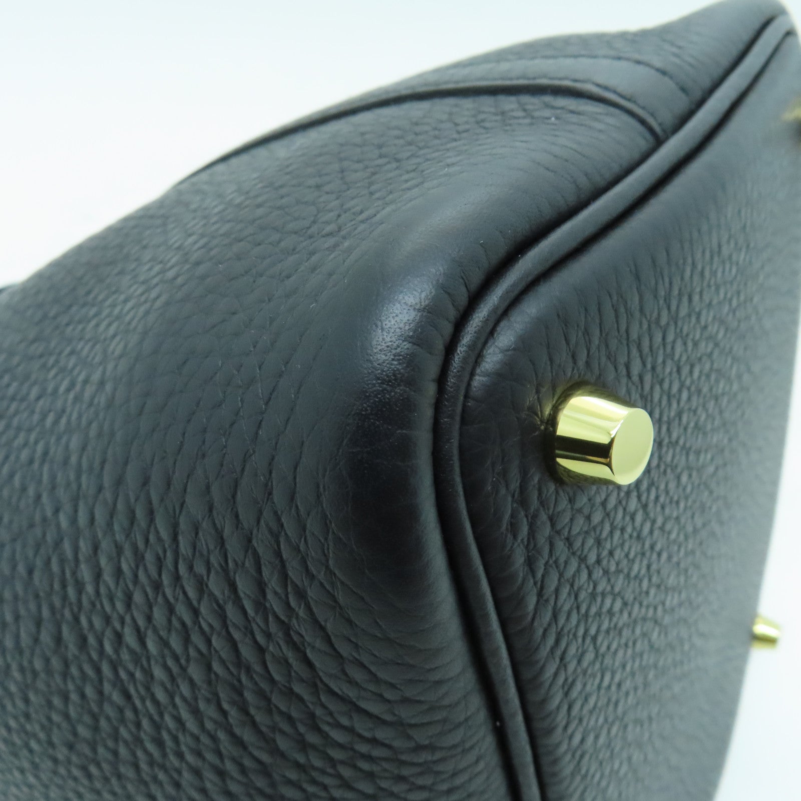HERMES Clemence皮革Picotin PM金扣手挽袋黑色