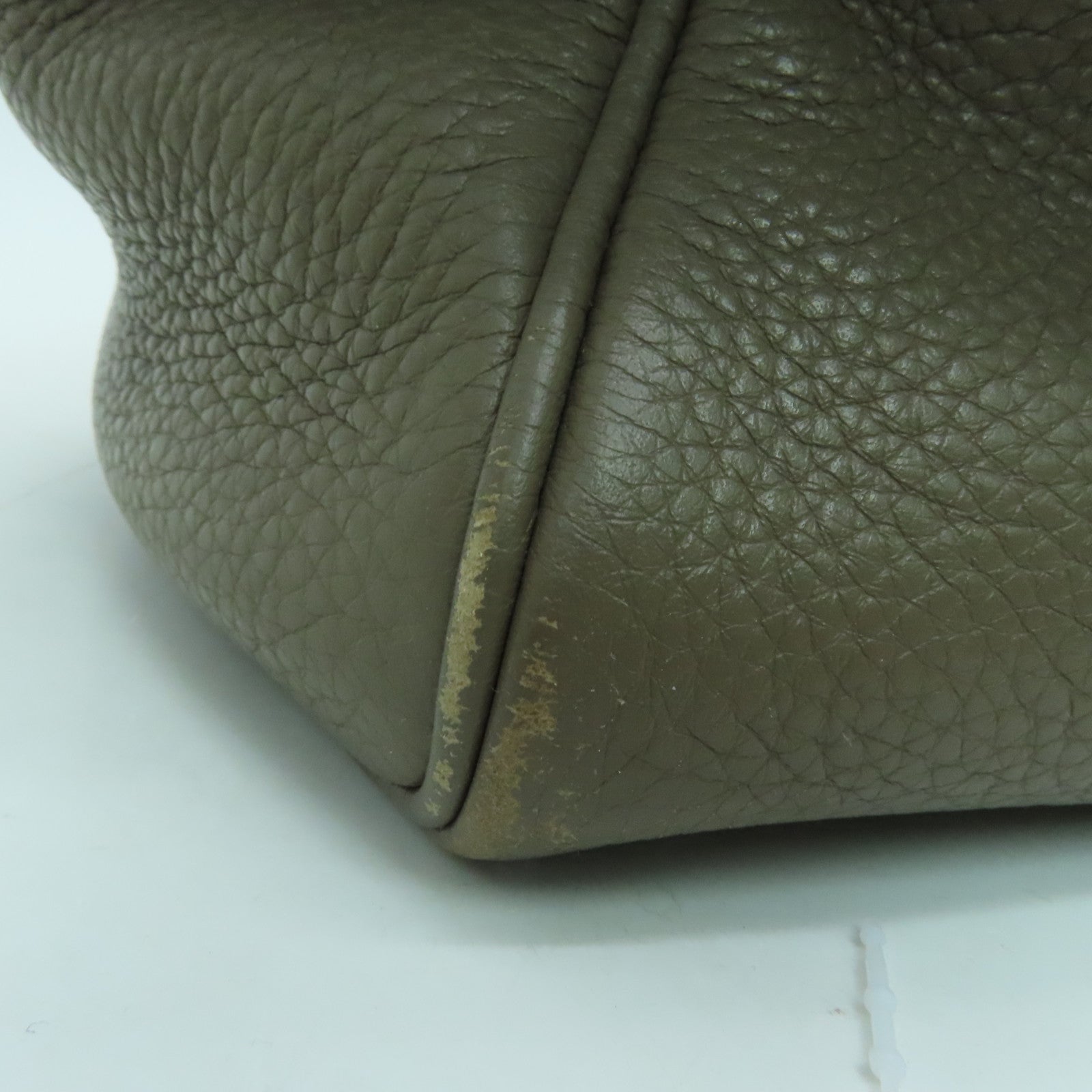 HERMES Clemence皮革Victoria銀扣手挽袋大象色