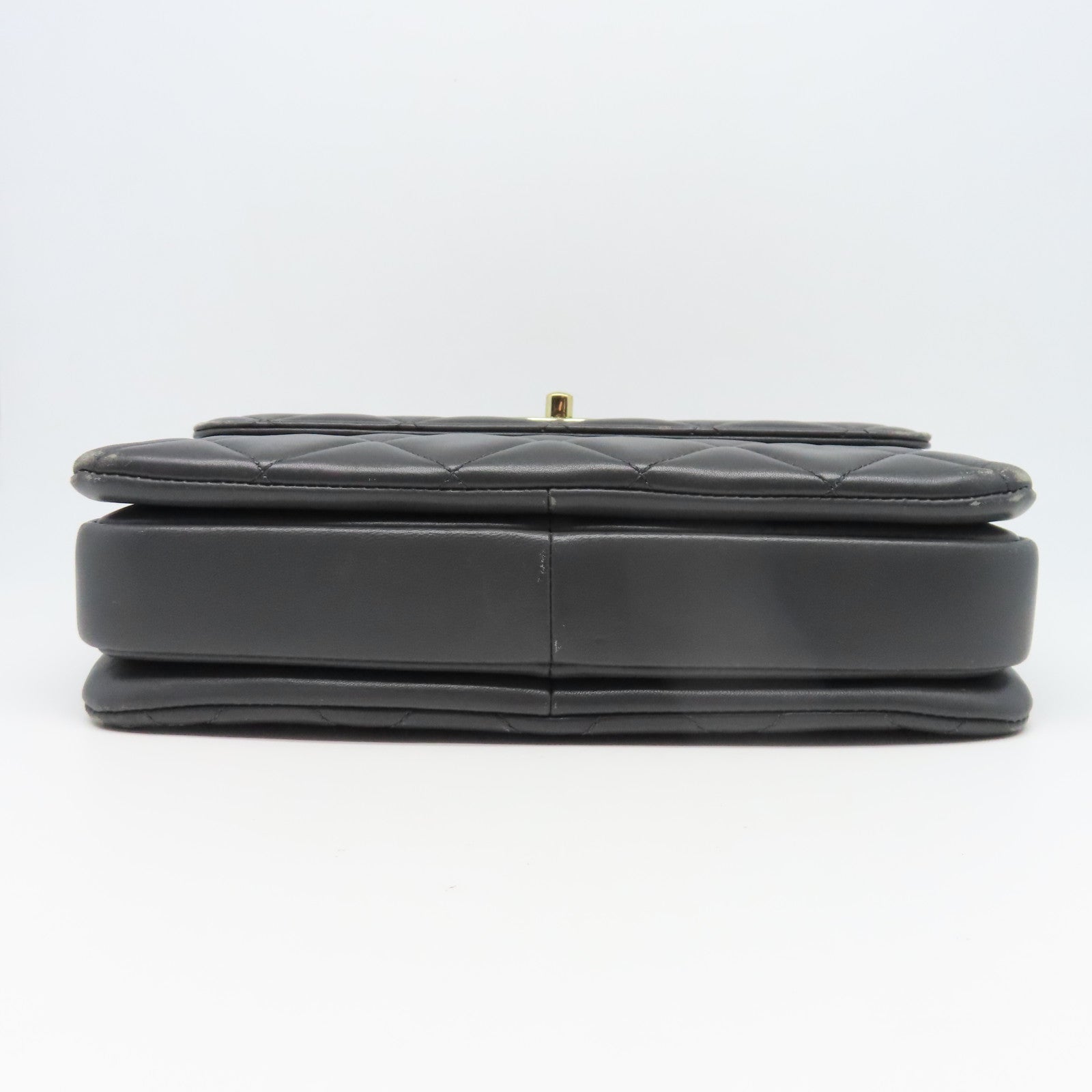 CHANEL 菱格羊皮皮革Top Handle Bag金扣肩背袋灰色