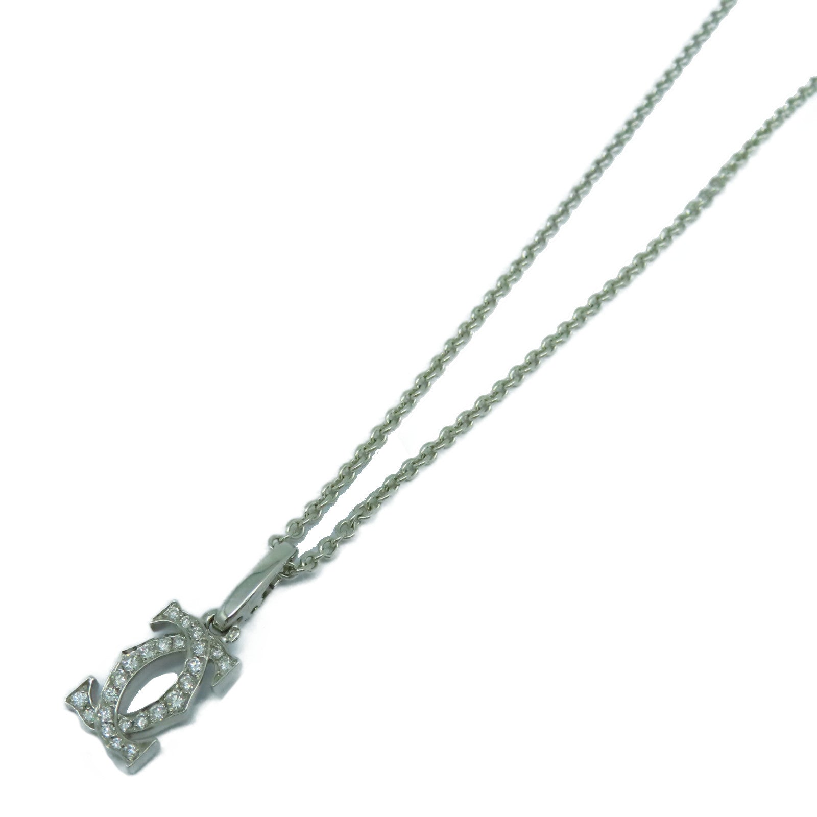 CARTIER 18K白金C2 Charm Diamond銀扣鑽石項鍊銀色