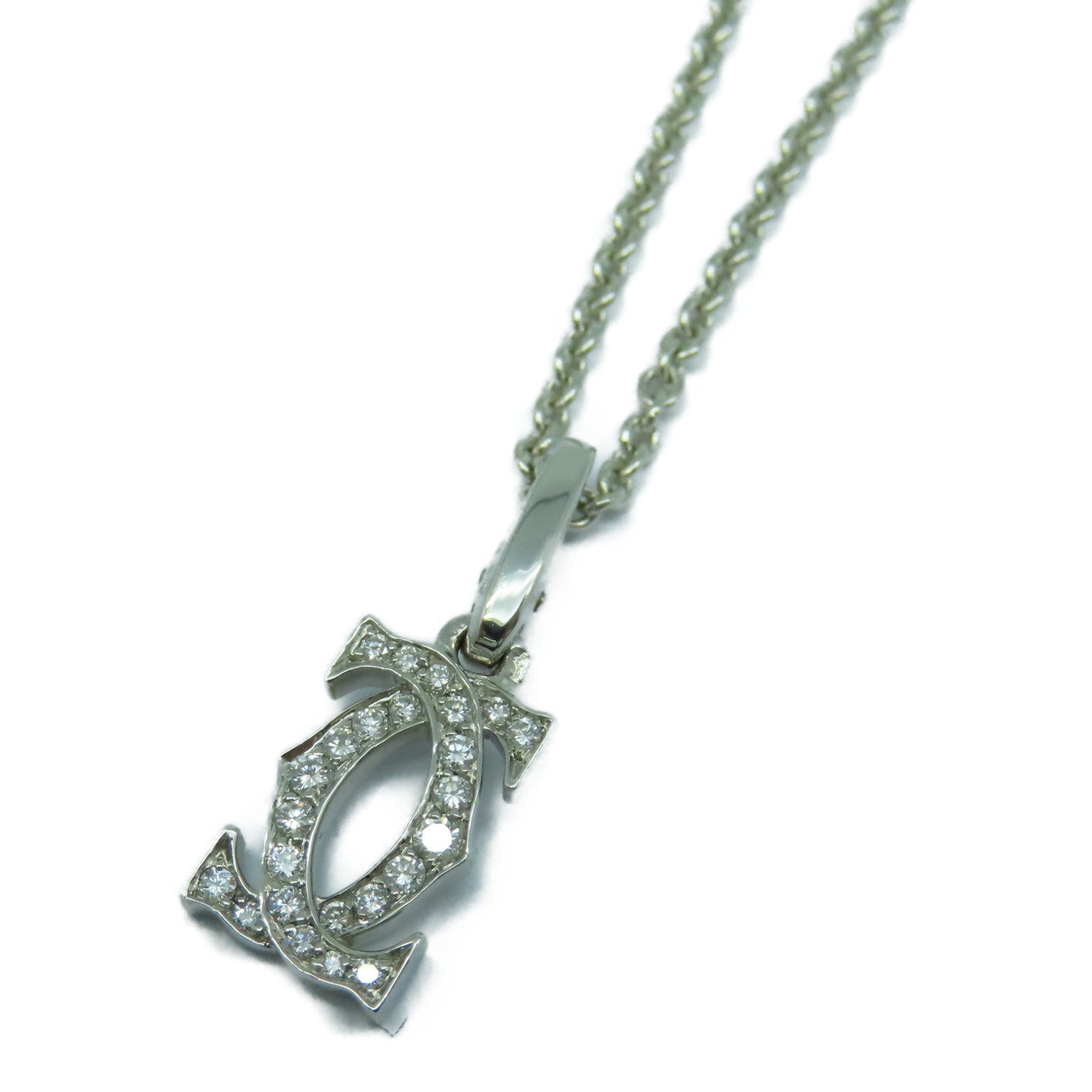 CARTIER 18K白金C2 Charm Diamond銀扣鑽石項鍊銀色