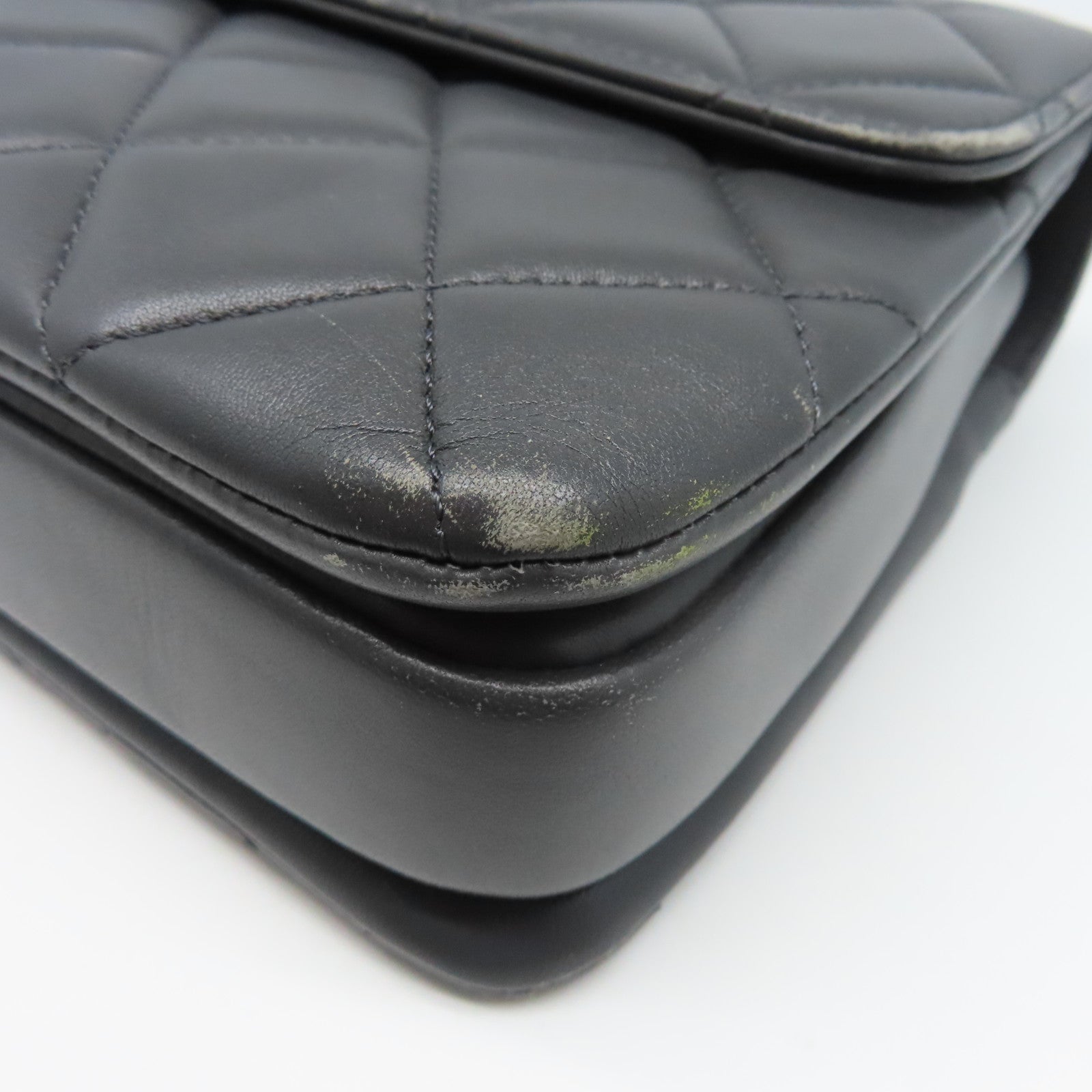 CHANEL 菱格羊皮皮革Top Handle Bag金扣肩背袋灰色