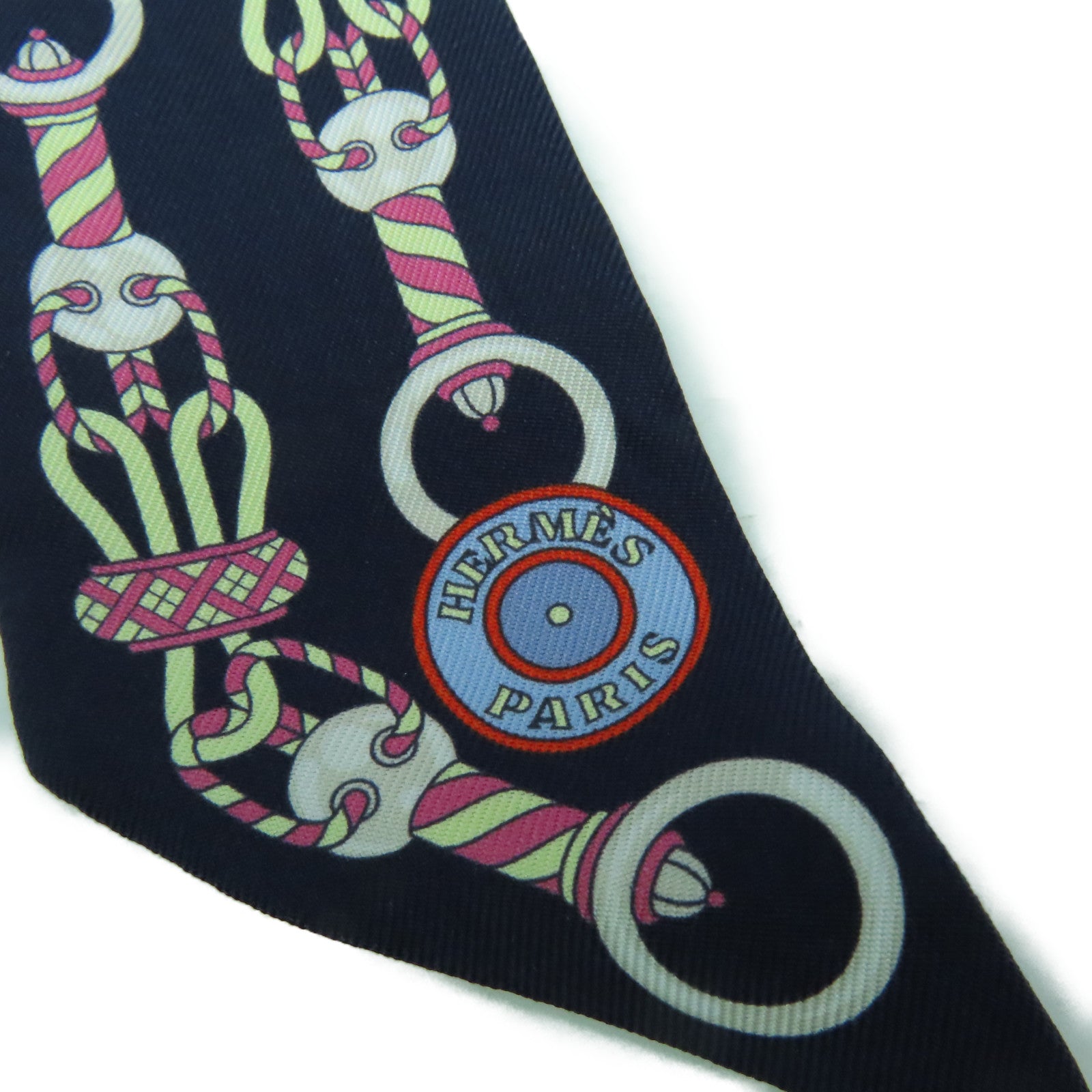 HERMES 絲質Twilly Scarf絲巾深藍色/藍色