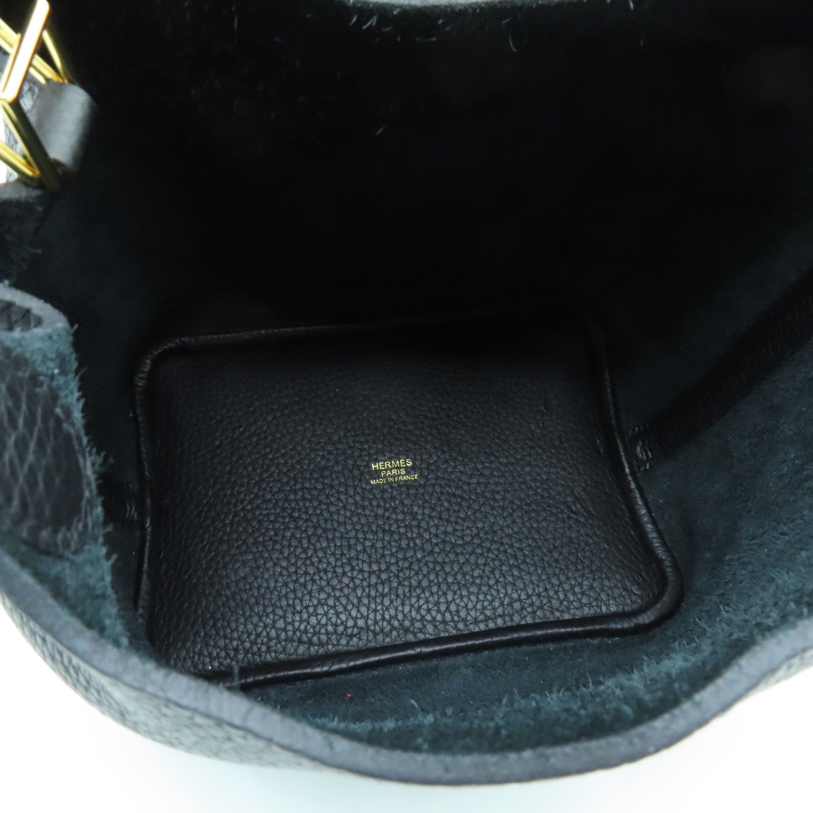 HERMES Clemence皮革Picotin PM金扣手挽袋黑色