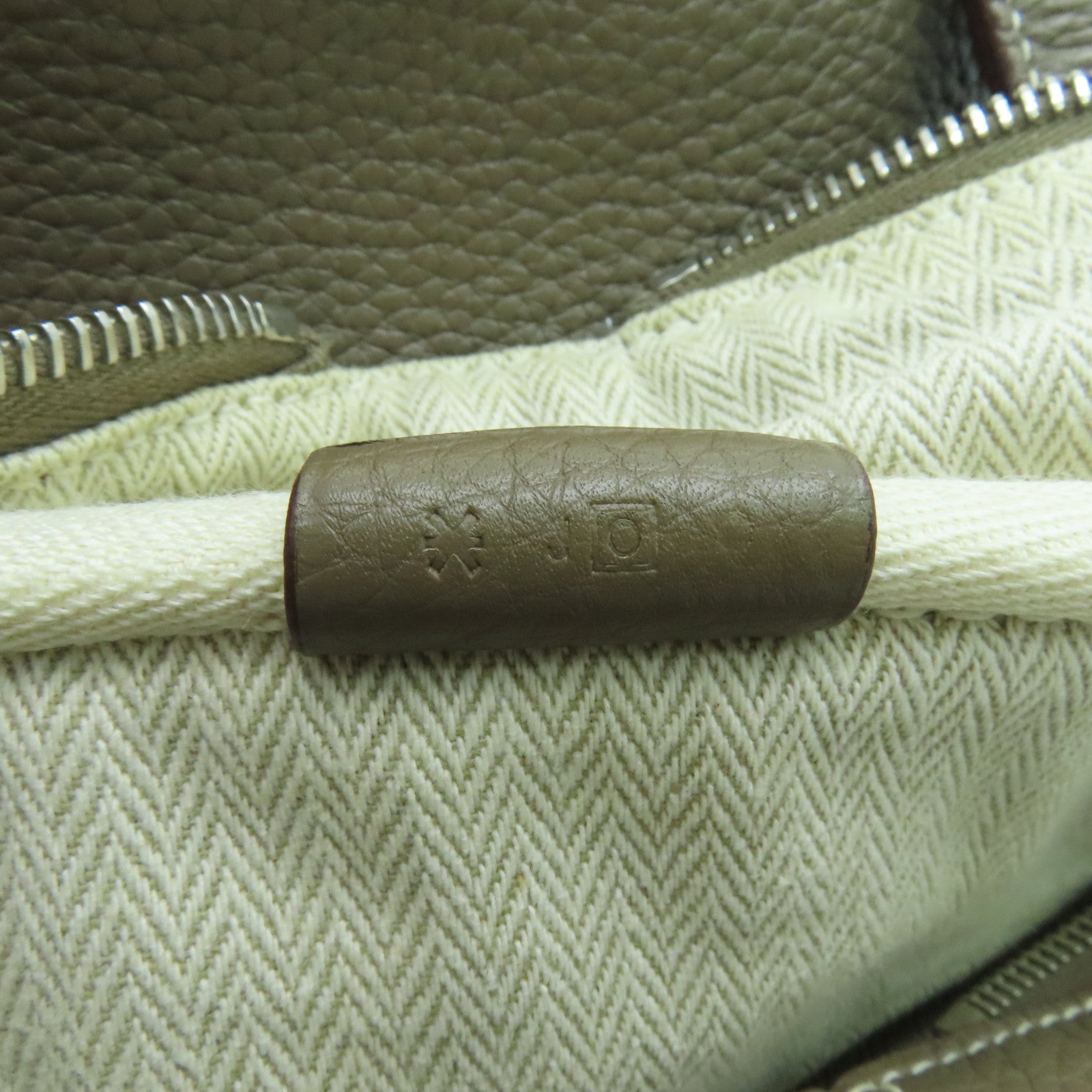 HERMES Clemence皮革Victoria銀扣手挽袋大象色