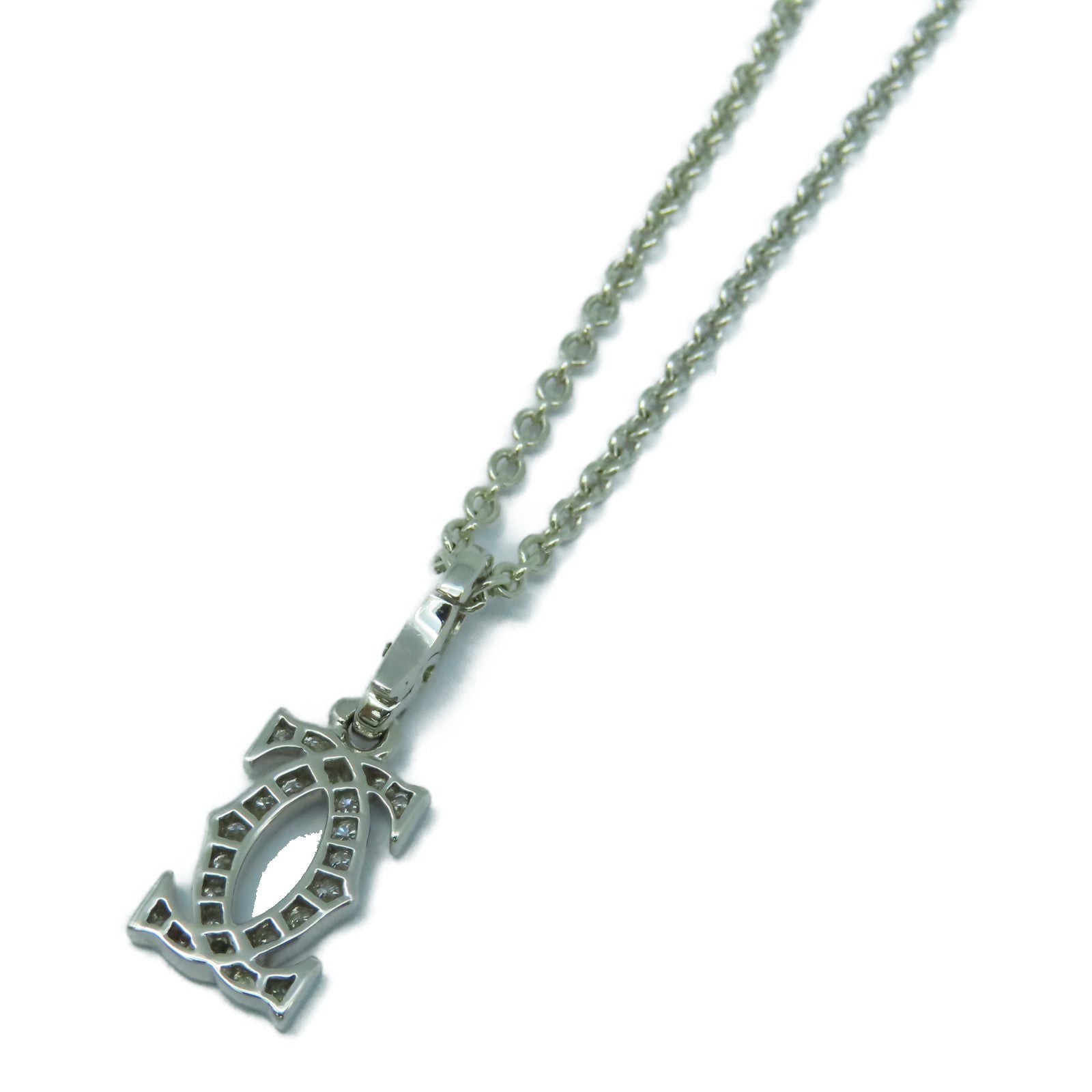 CARTIER 18K白金C2 Charm Diamond銀扣鑽石項鍊銀色