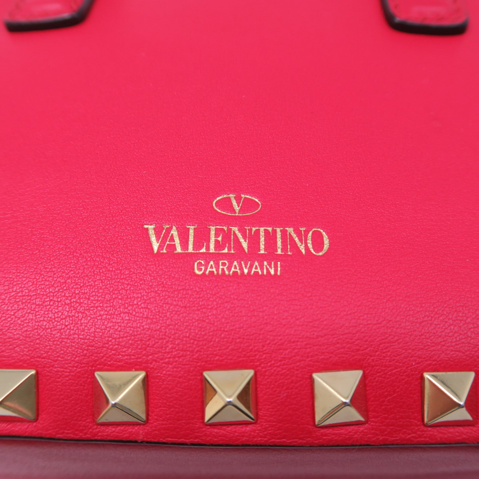 Valentino 牛皮皮革Shoulder Bag金扣肩背袋紅色