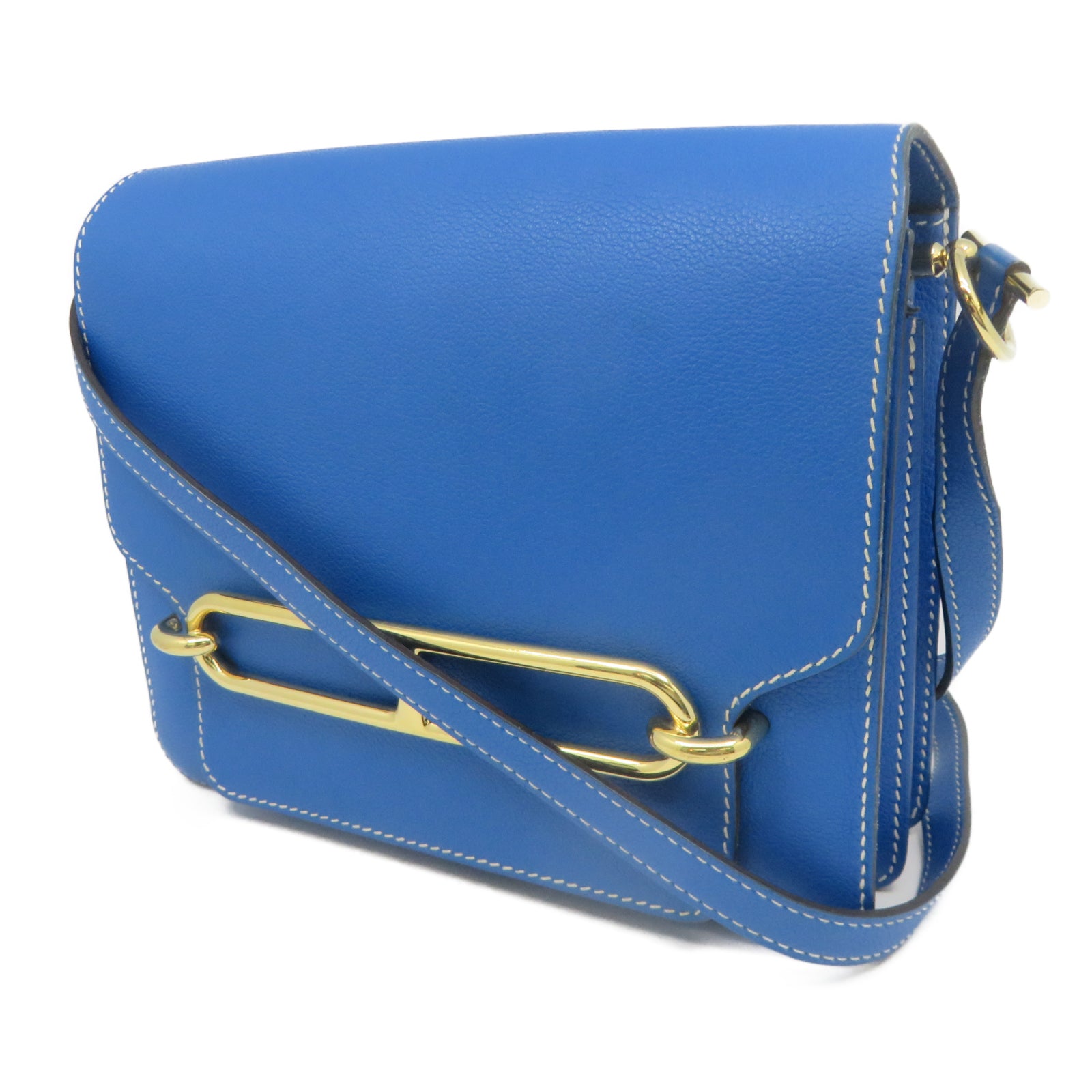 HERMES 【激减优惠】Evercolour皮革Roulis 23金扣肩背袋Bleu hydra水妖蓝色