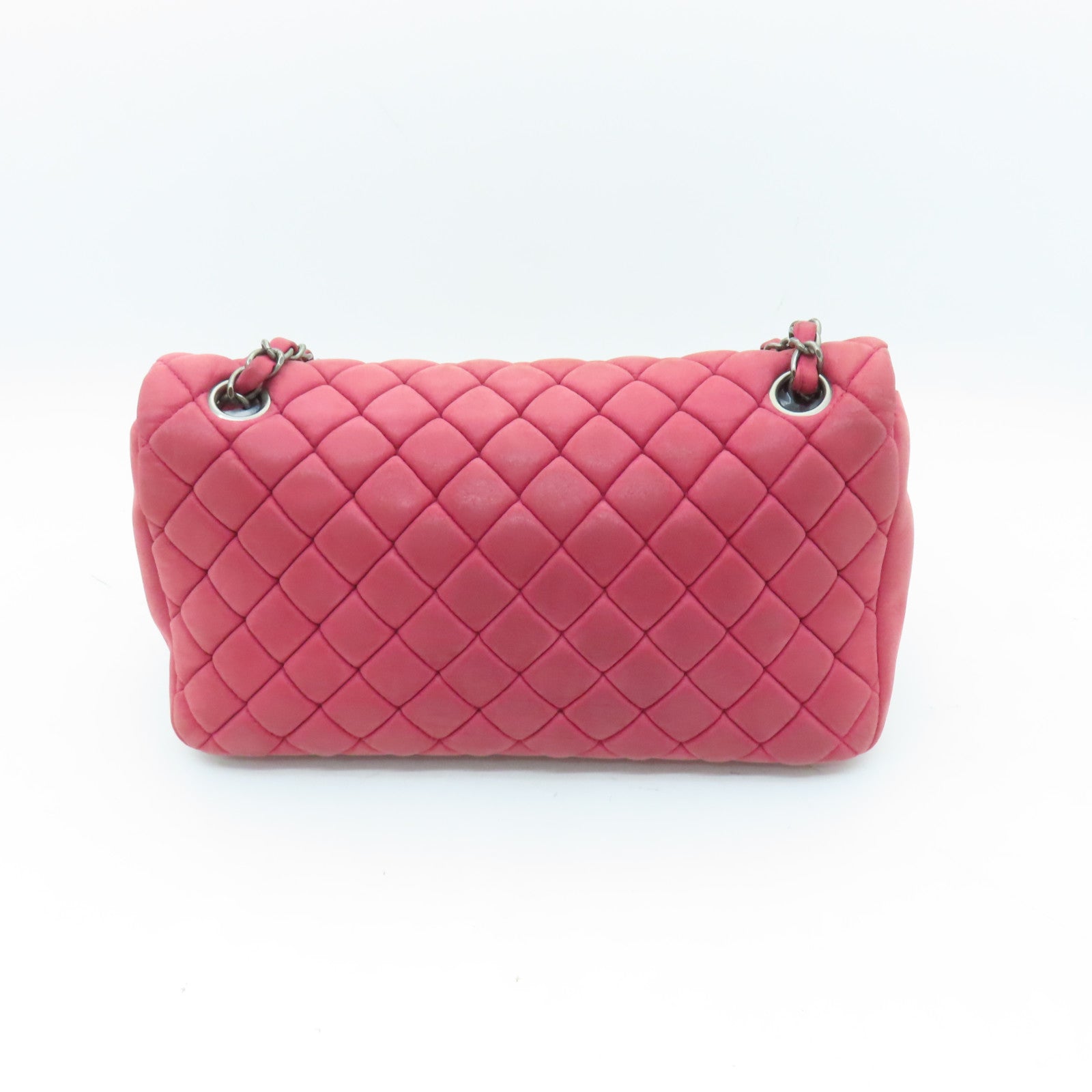 CHANEL 【激減優惠】菱格羊皮皮革Chain Shoulder Bag銀扣鏈帶肩背袋紅色