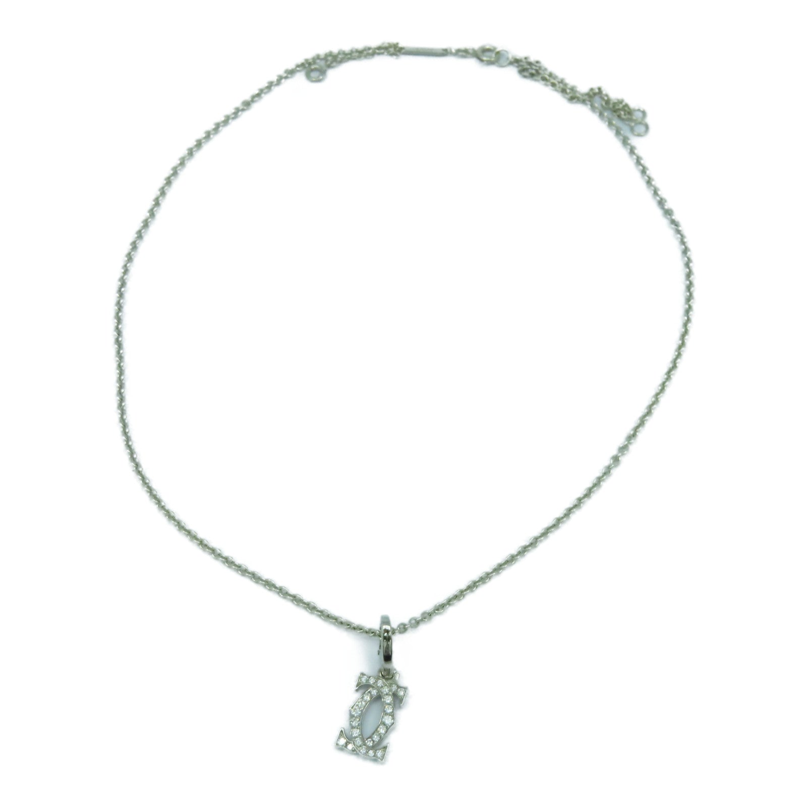 CARTIER 18K白金C2 Charm Diamond銀扣鑽石項鍊銀色