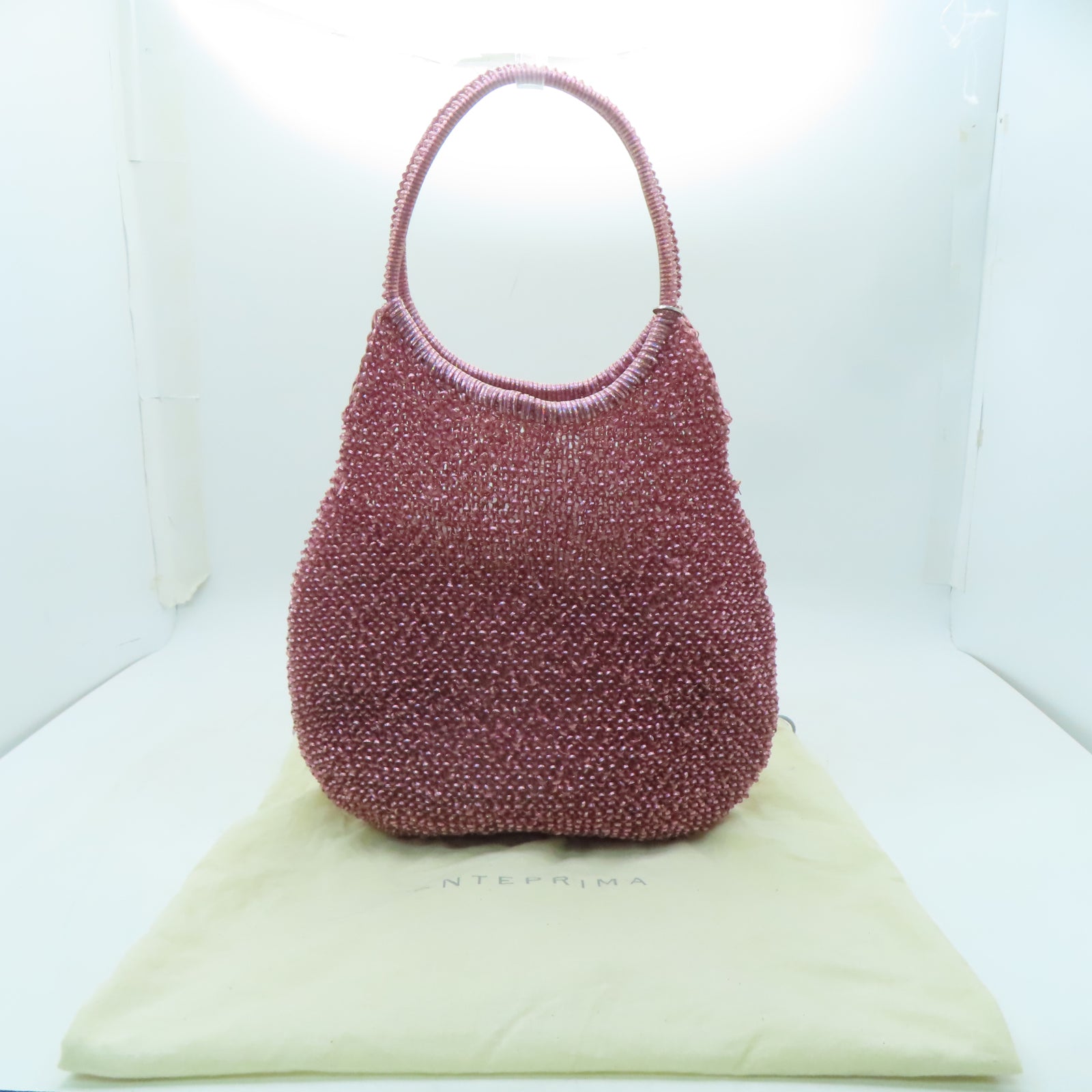 ANTEPRIMA PVC Wirebag銀扣手挽袋粉紅色