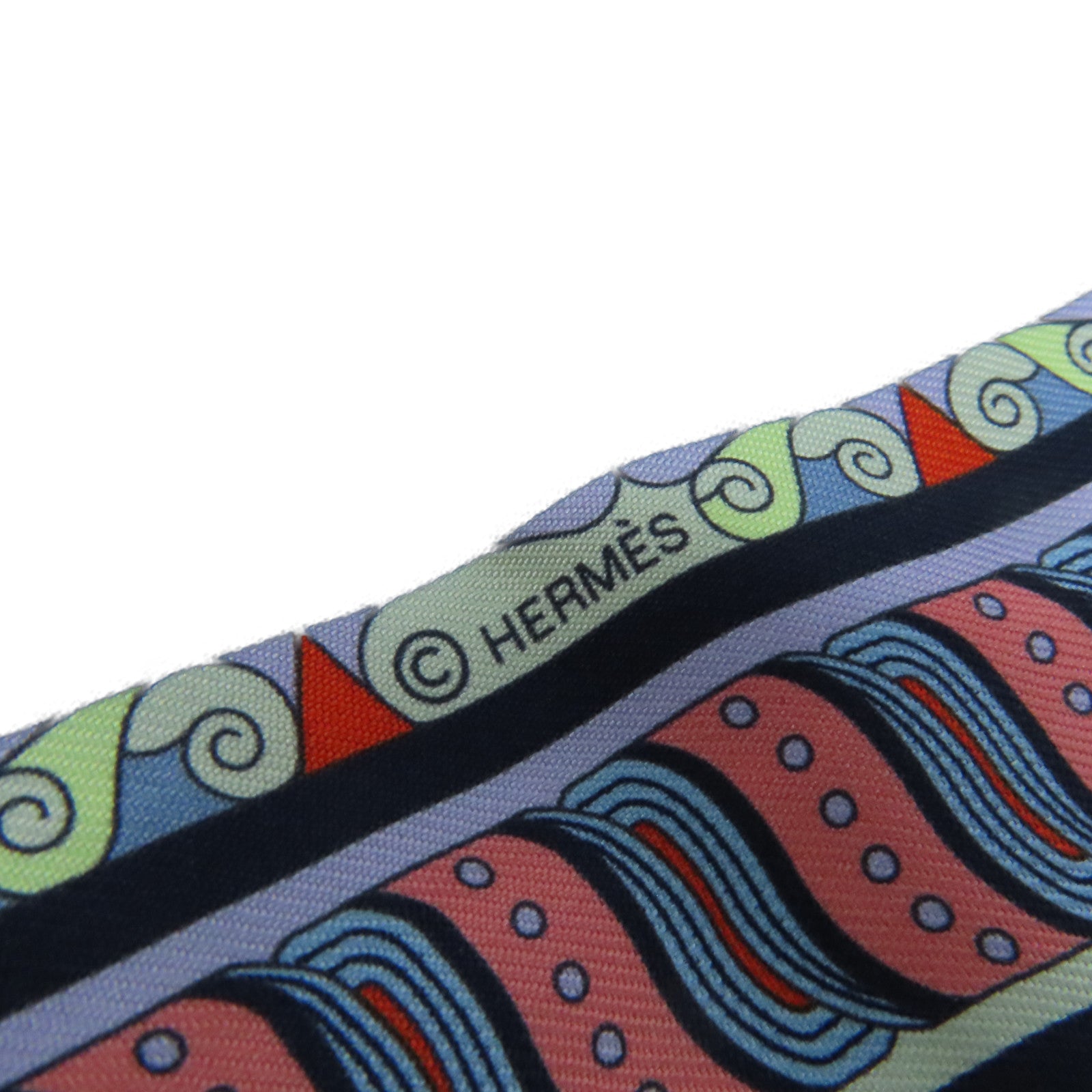 HERMES 絲質Twilly Scarf絲巾深藍色/藍色