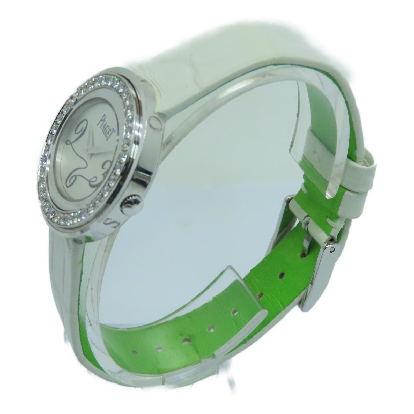 PIAGET Possession皮革带/18K白金手表石英机芯银色