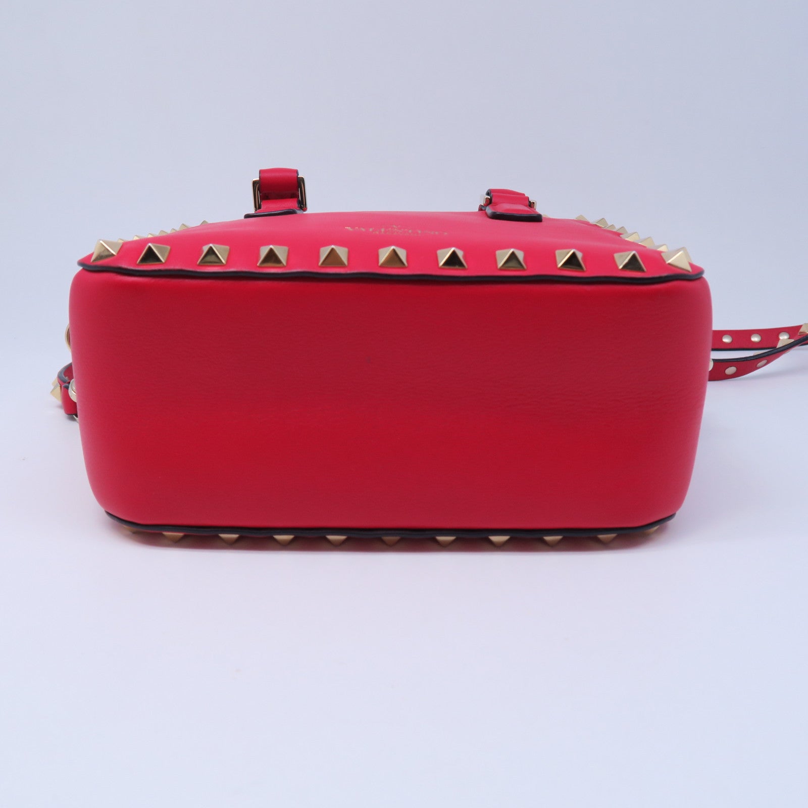 Valentino 牛皮皮革Shoulder Bag金扣肩背袋紅色