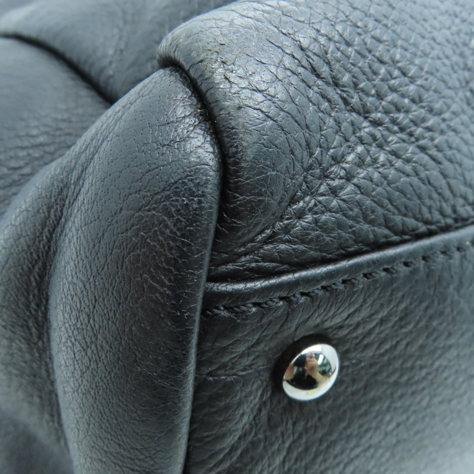 CHANEL 牛皮皮革Tote Bag銀扣手挽袋黑色