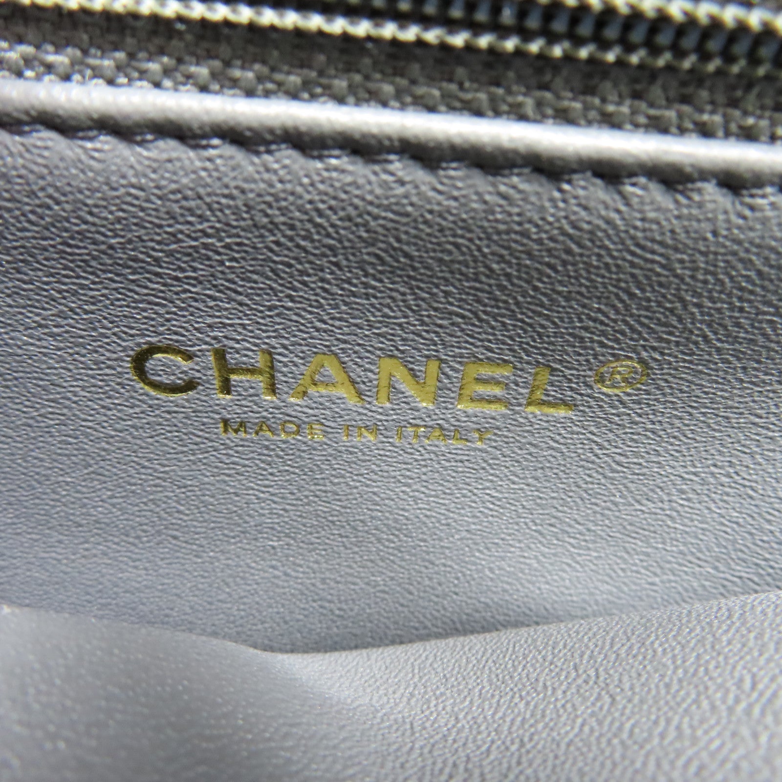 CHANEL 菱格羊皮皮革Top Handle Bag金扣肩背袋灰色
