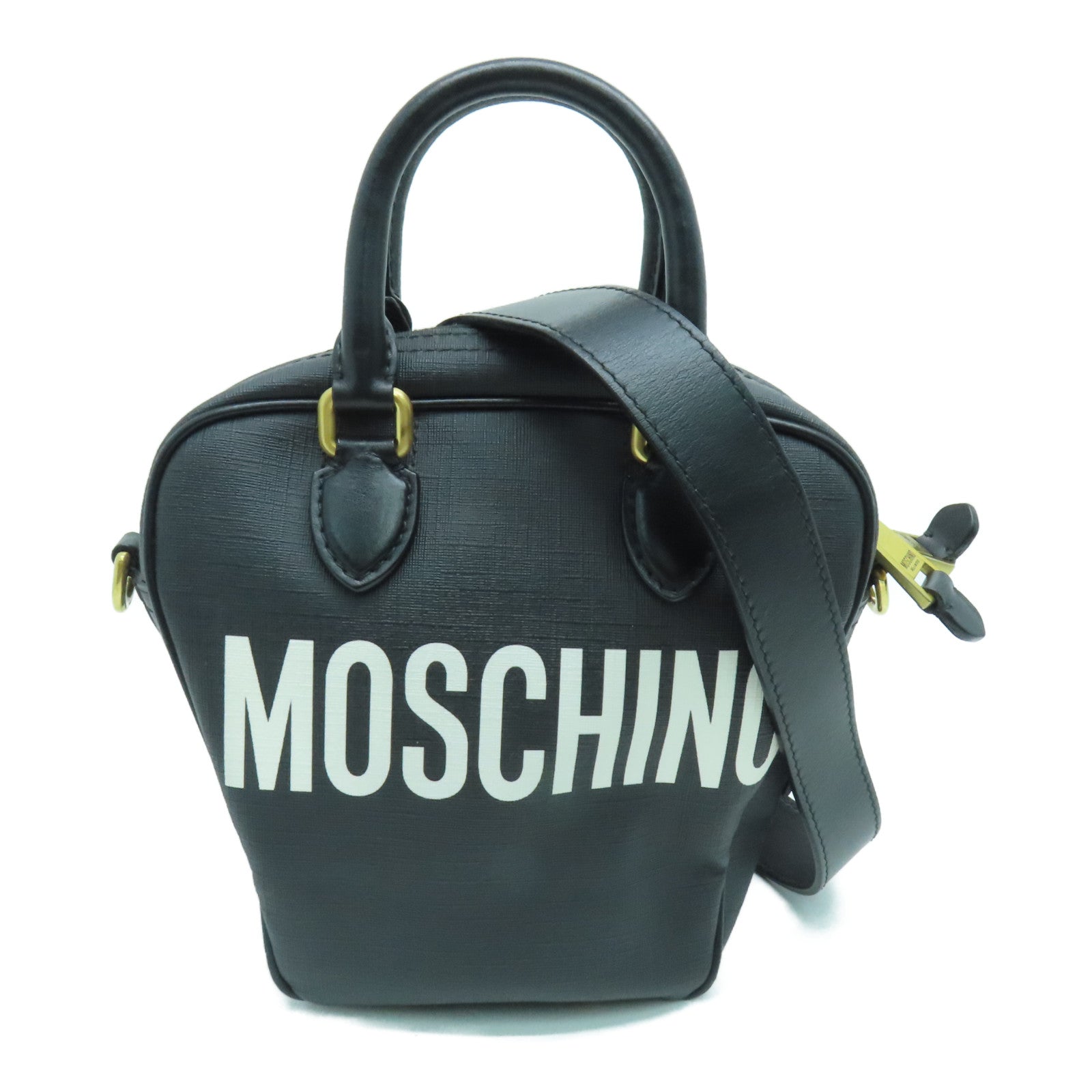 MOSCHINO 皮革2 Way Shoulder金扣肩背袋黑色