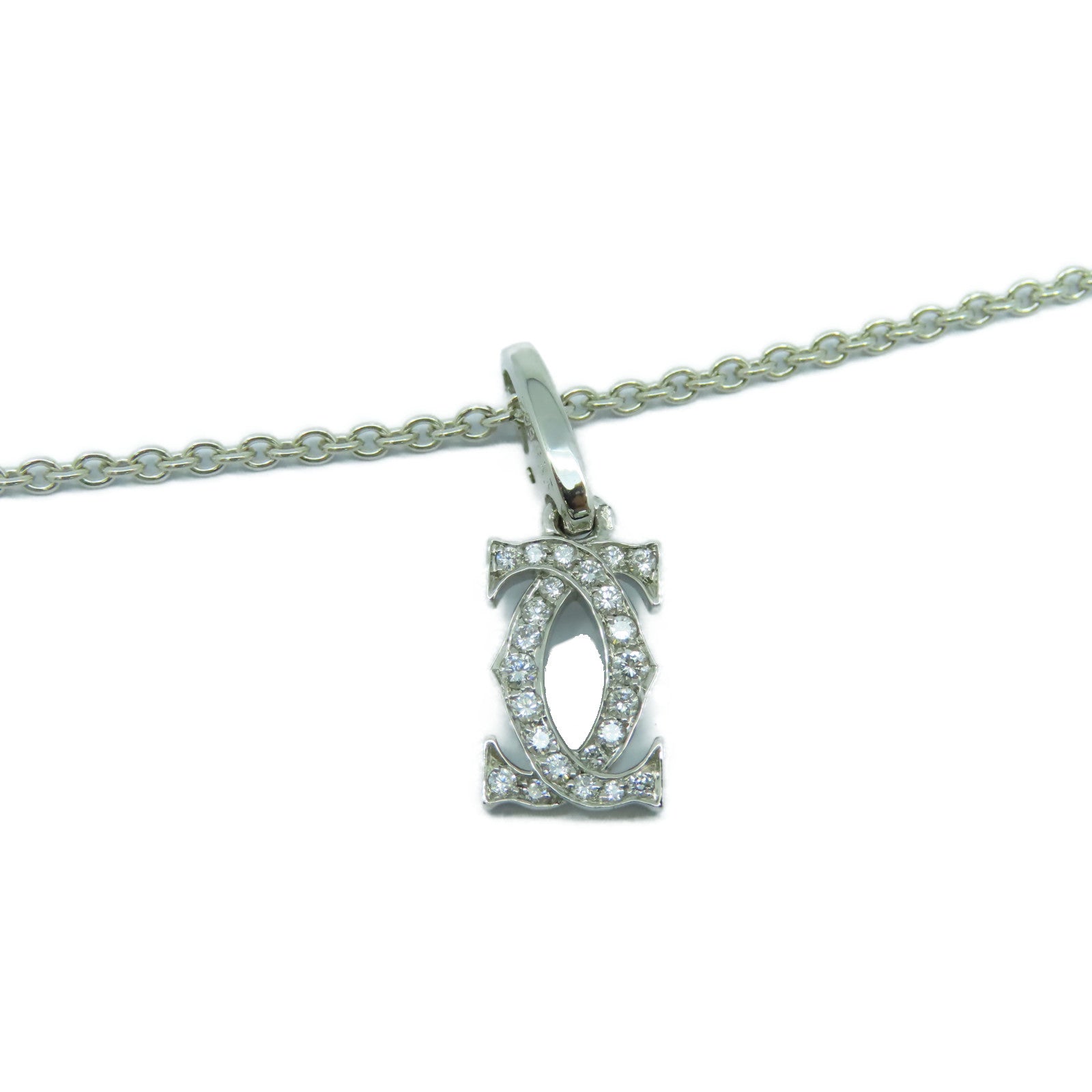 CARTIER 18K白金C2 Charm Diamond銀扣鑽石項鍊銀色