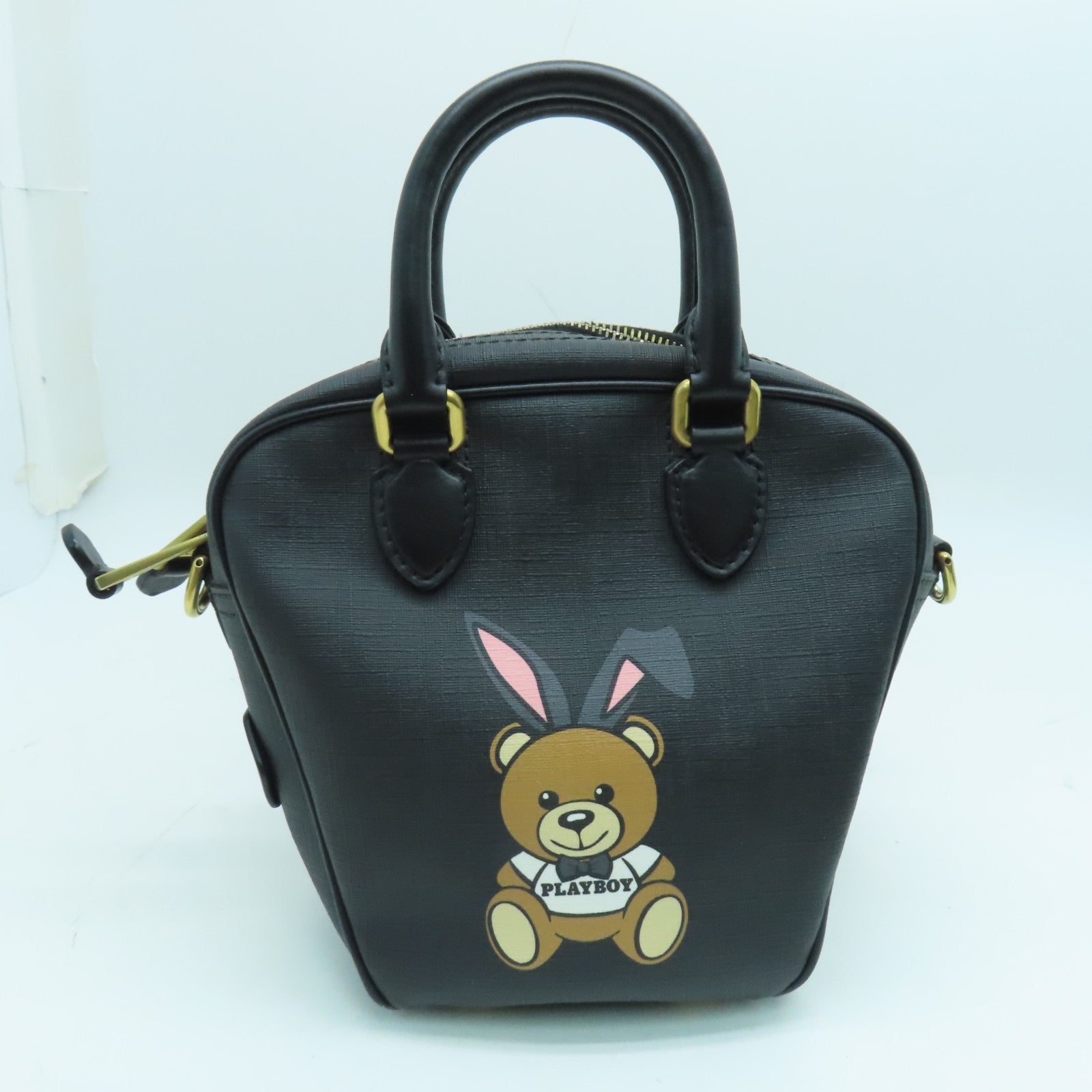 MOSCHINO 皮革2 Way Shoulder金扣肩背袋黑色