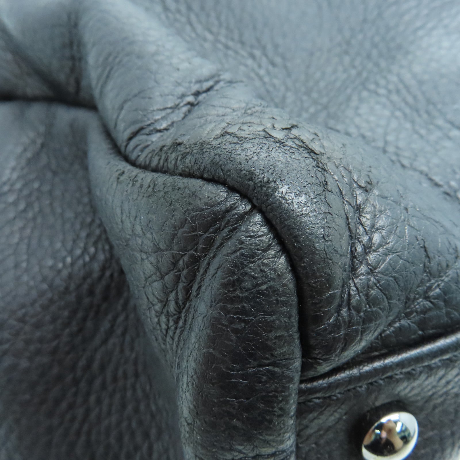 CHANEL 牛皮皮革Tote Bag銀扣手挽袋黑色