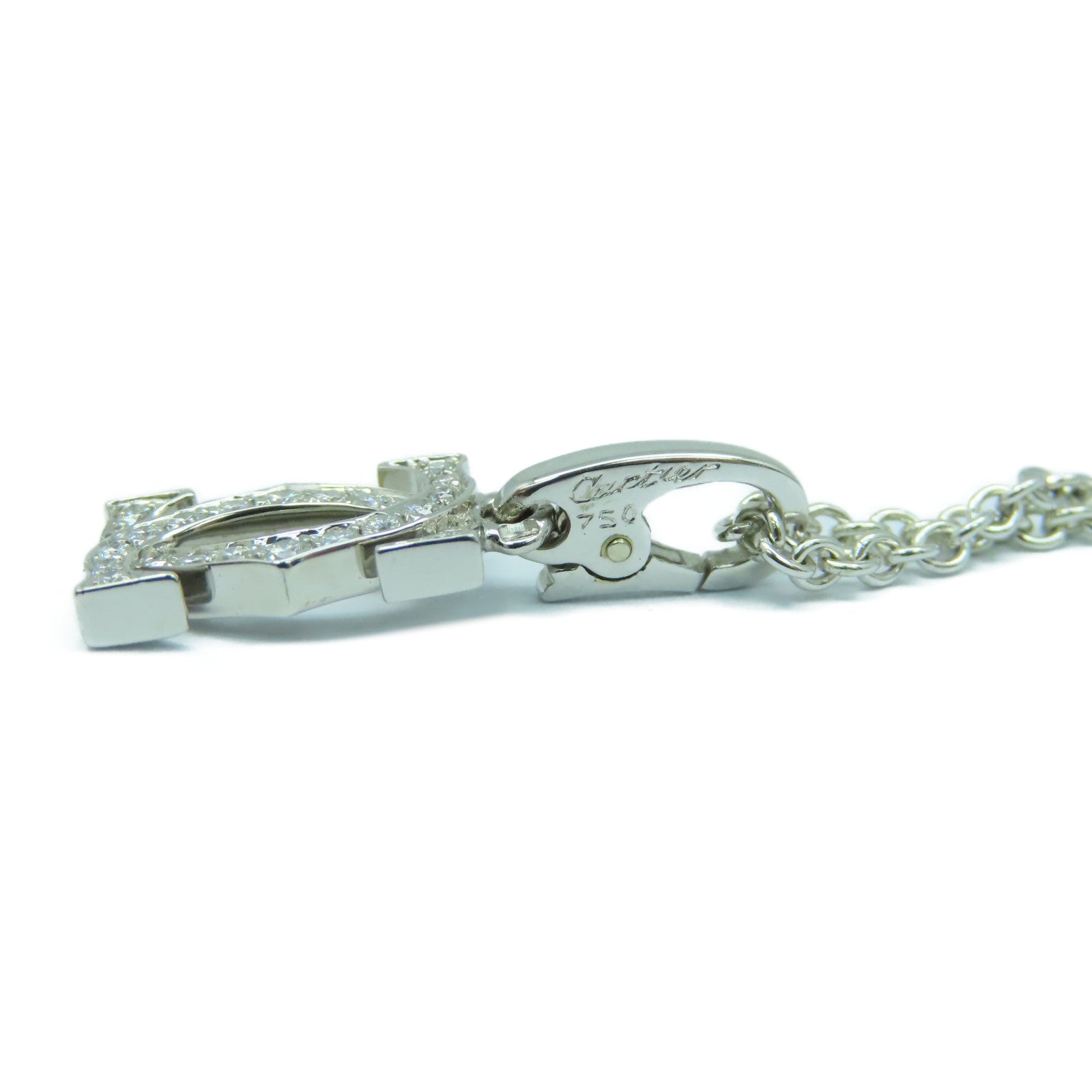 CARTIER 18K白金C2 Charm Diamond銀扣鑽石項鍊銀色