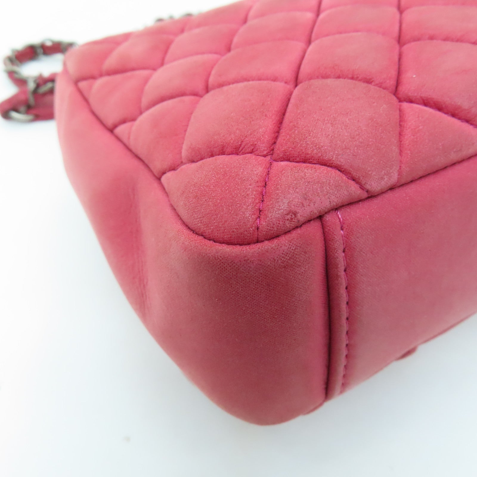 CHANEL 【激減優惠】菱格羊皮皮革Chain Shoulder Bag銀扣鏈帶肩背袋紅色
