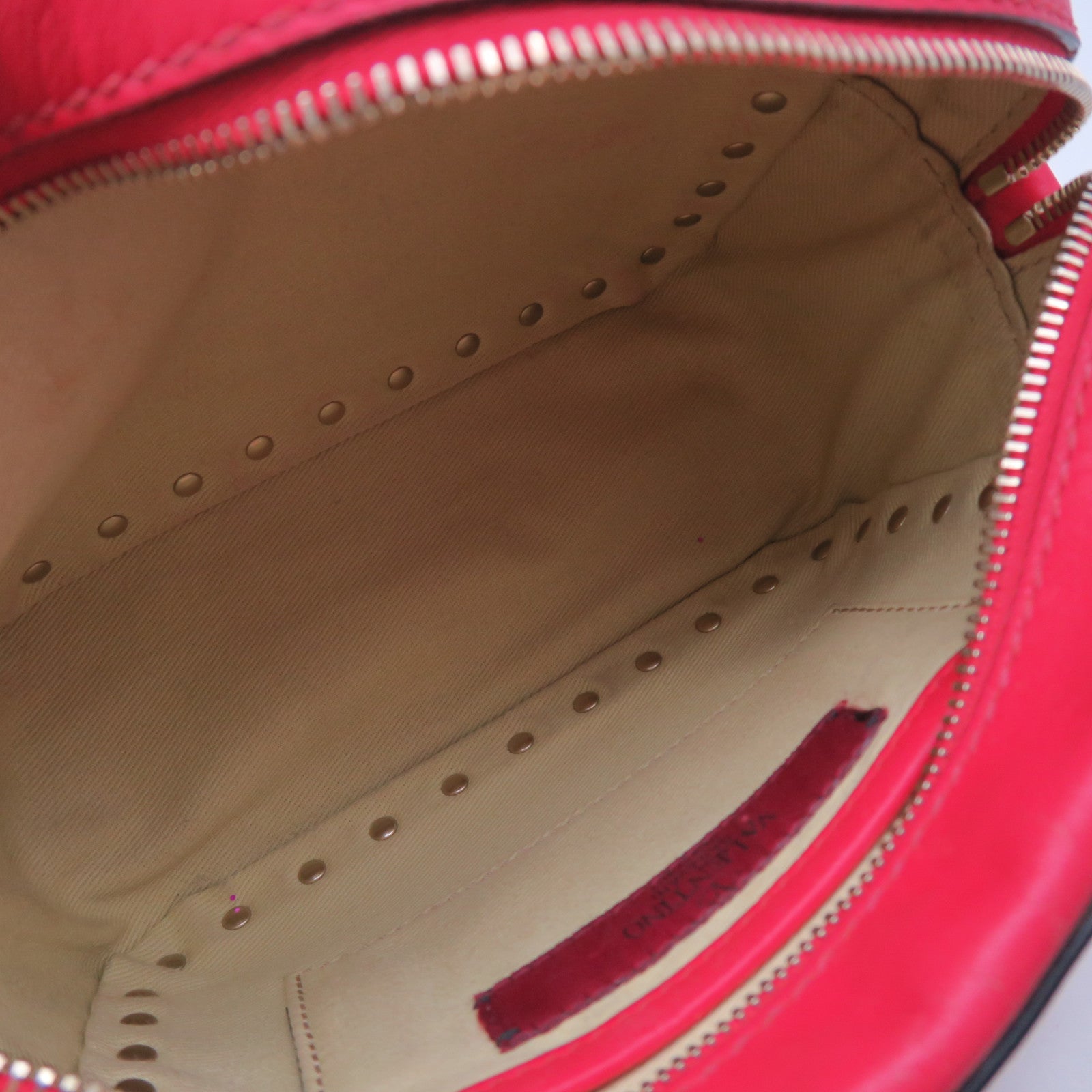 Valentino 牛皮皮革Shoulder Bag金扣肩背袋紅色