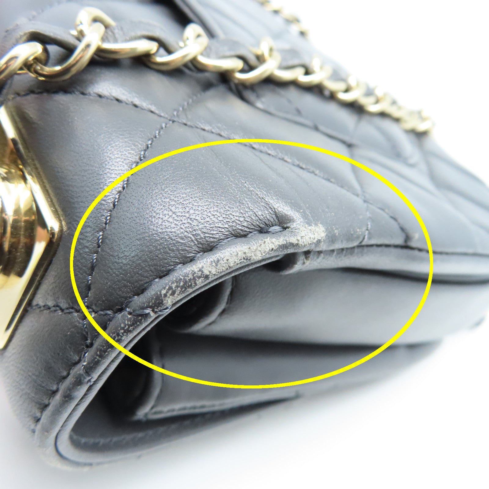 CHANEL 菱格羊皮皮革Top Handle Bag金扣肩背袋灰色