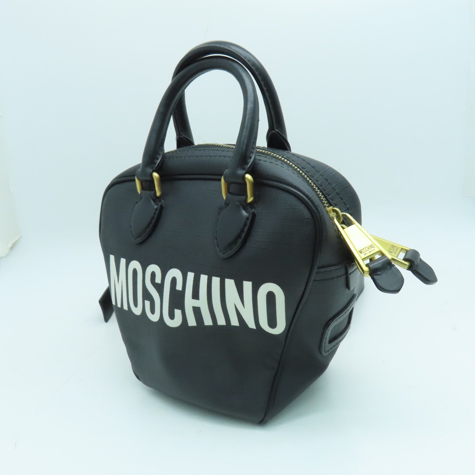 MOSCHINO 皮革2 Way Shoulder金扣肩背袋黑色