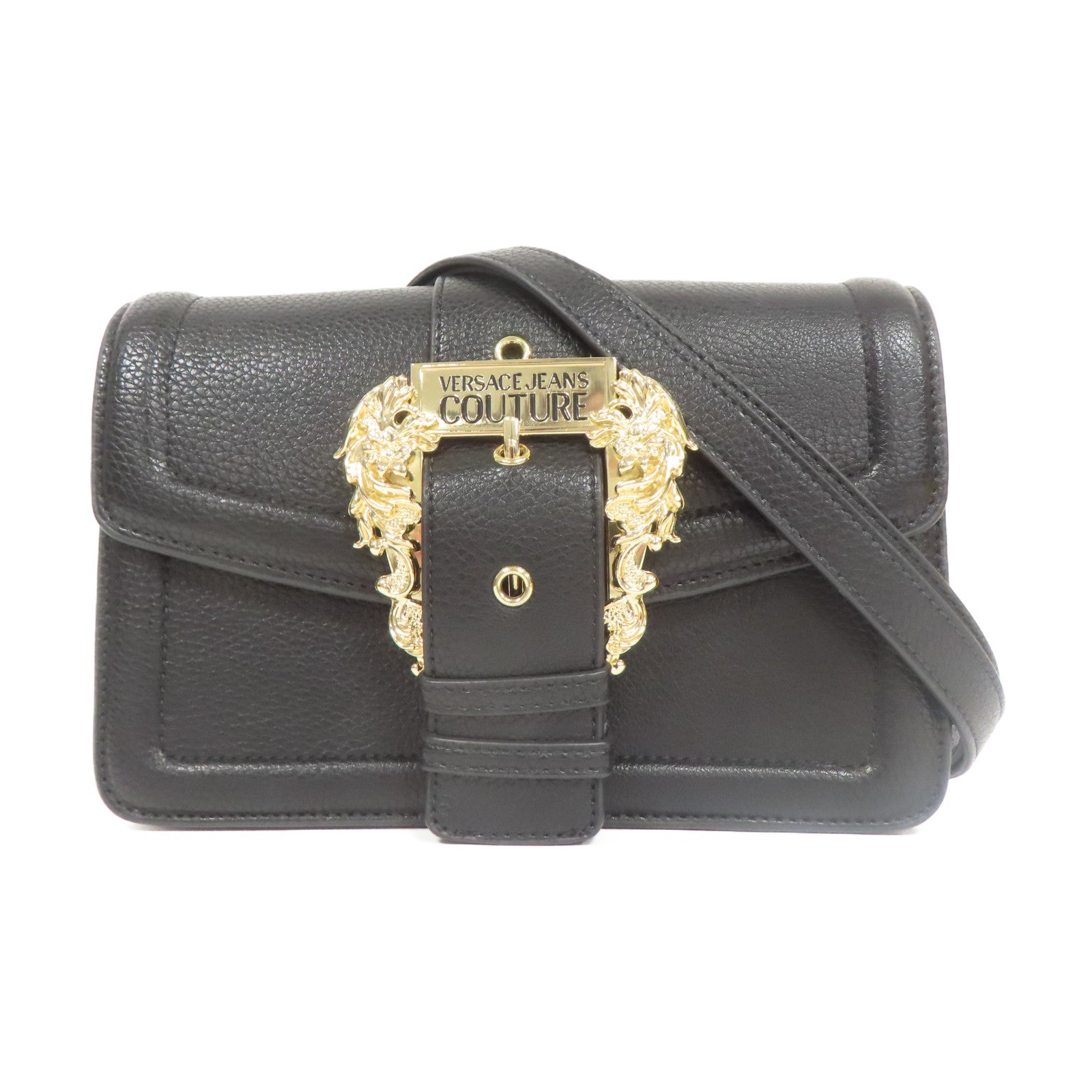 VERSACE 牛皮皮革Buckle Shoulder Bag金扣肩背袋黑色