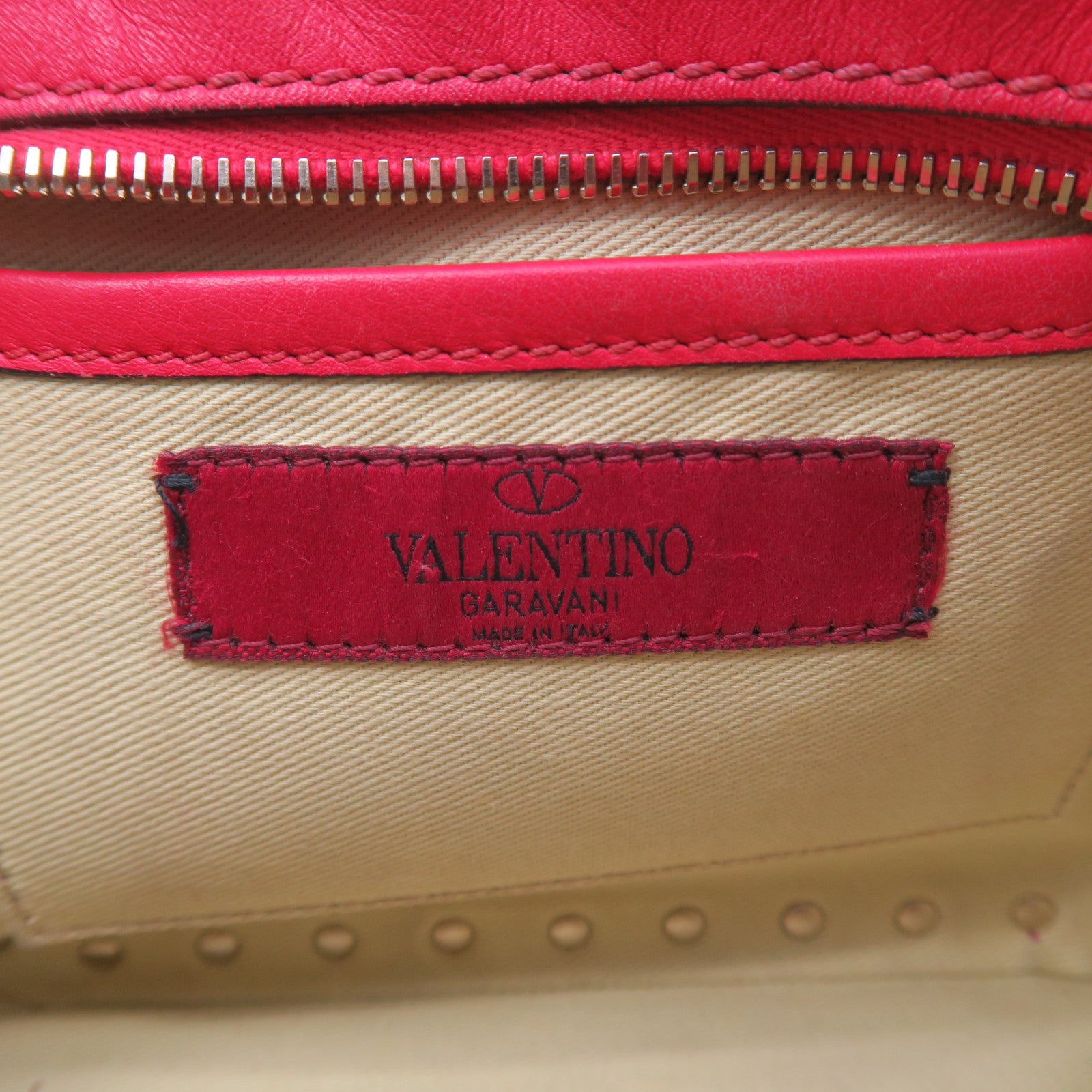 Valentino 牛皮皮革Shoulder Bag金扣肩背袋紅色