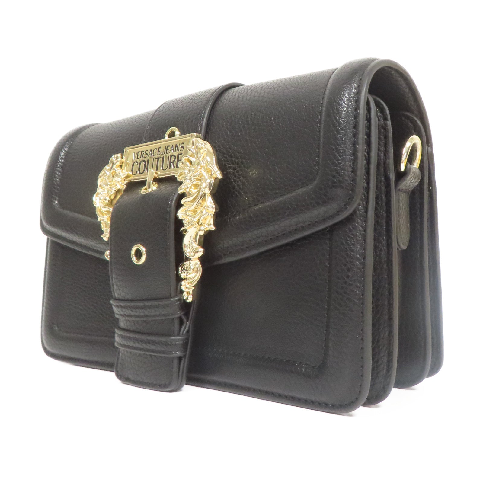 VERSACE 牛皮皮革Buckle Shoulder Bag金扣肩背袋黑色