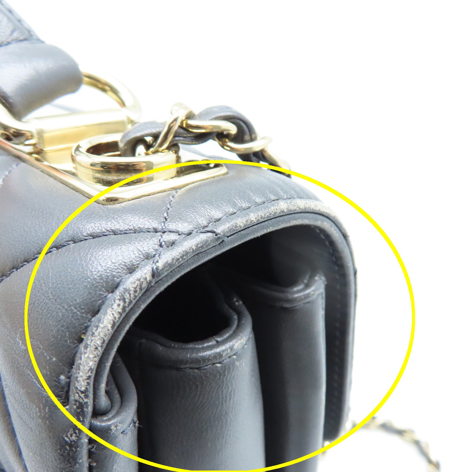 CHANEL 菱格羊皮皮革Top Handle Bag金扣肩背袋灰色