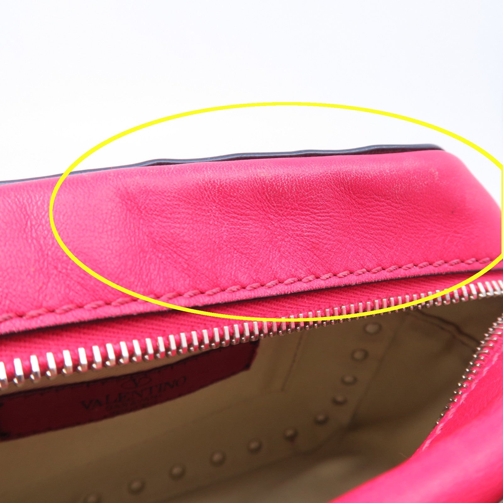 Valentino 牛皮皮革Shoulder Bag金扣肩背袋紅色