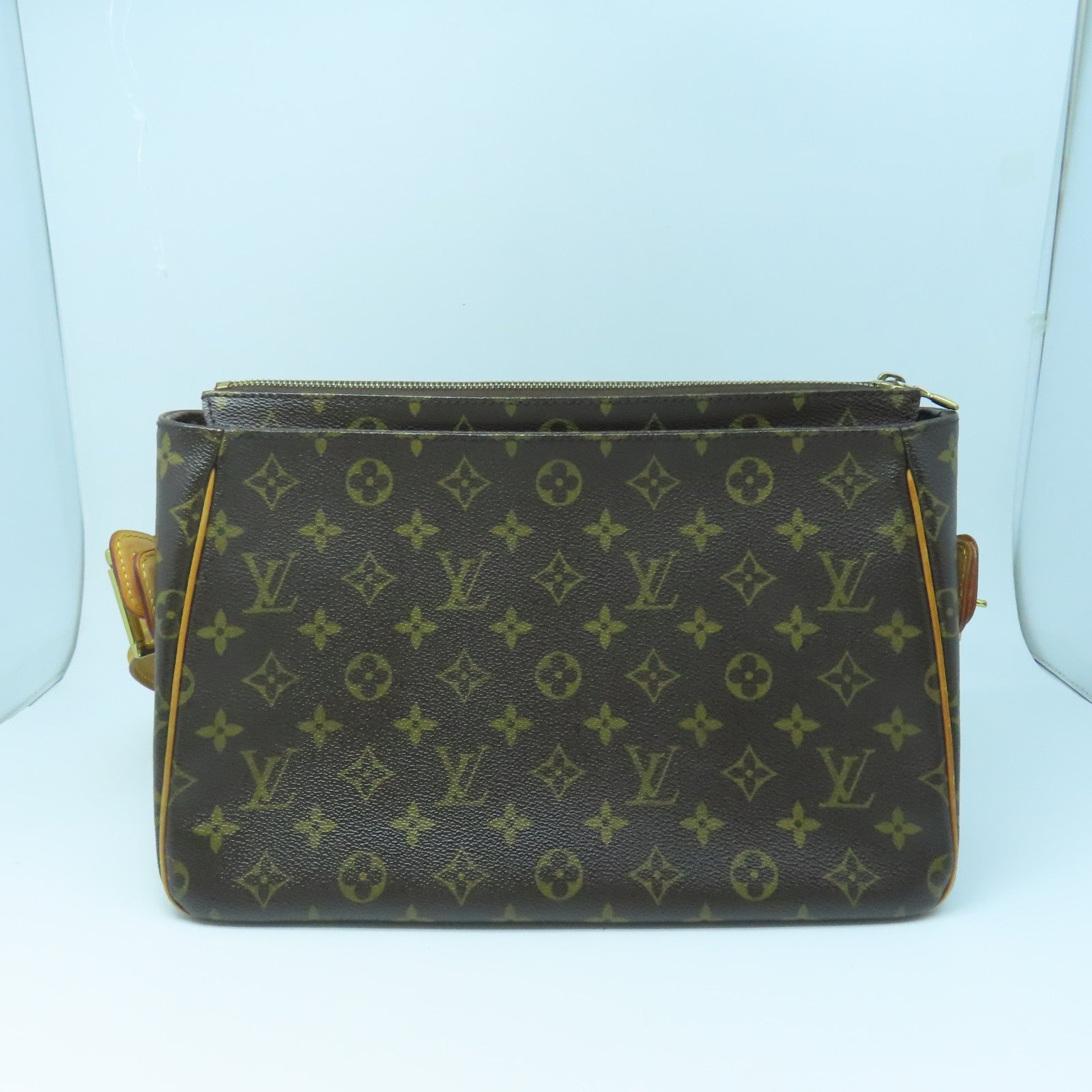 LOUIS VUITTON Monogram Viva Cite GM Gold Buckle Shoulder Bag Brown