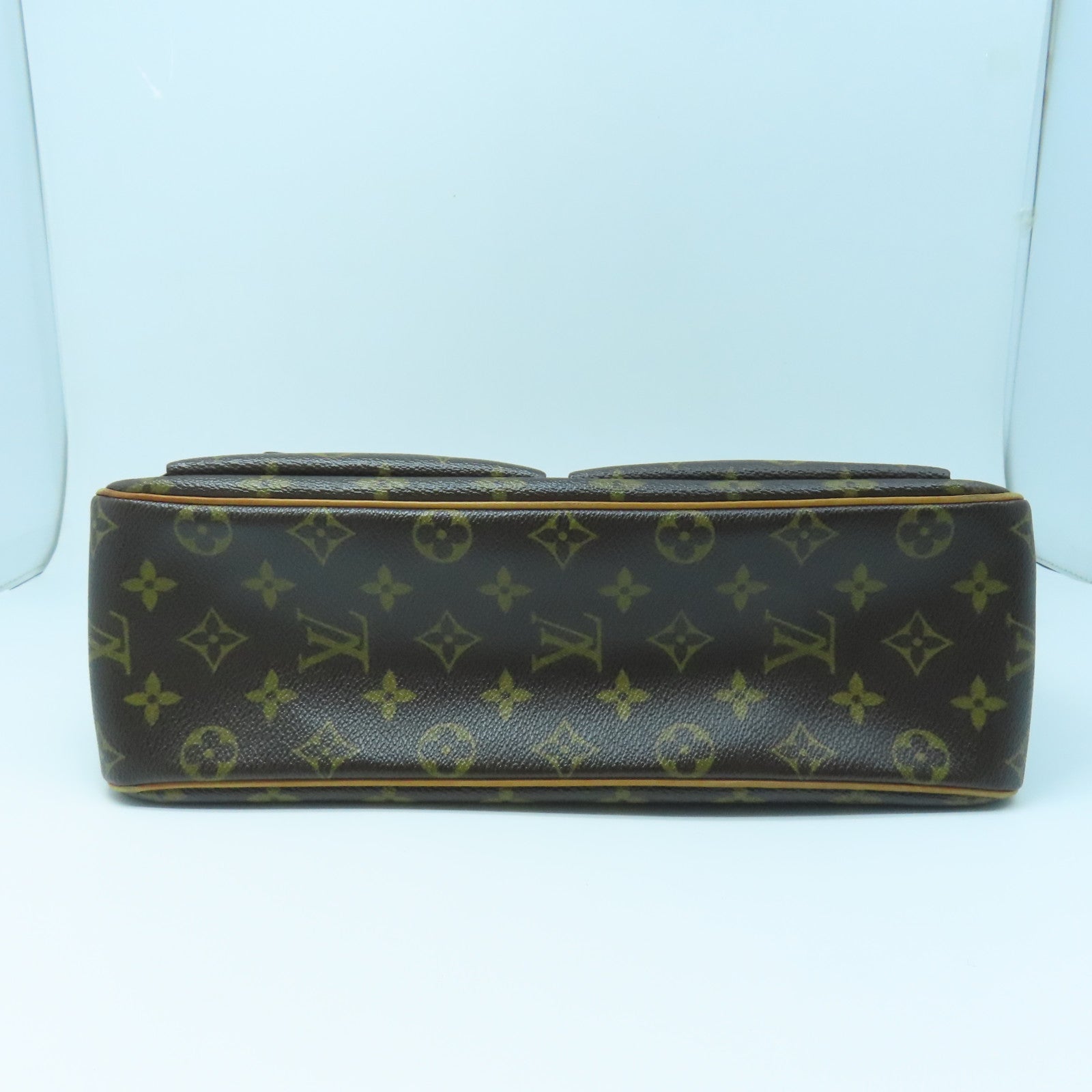 LOUIS VUITTON Monogram Viva Cite GM Gold Buckle Shoulder Bag Brown