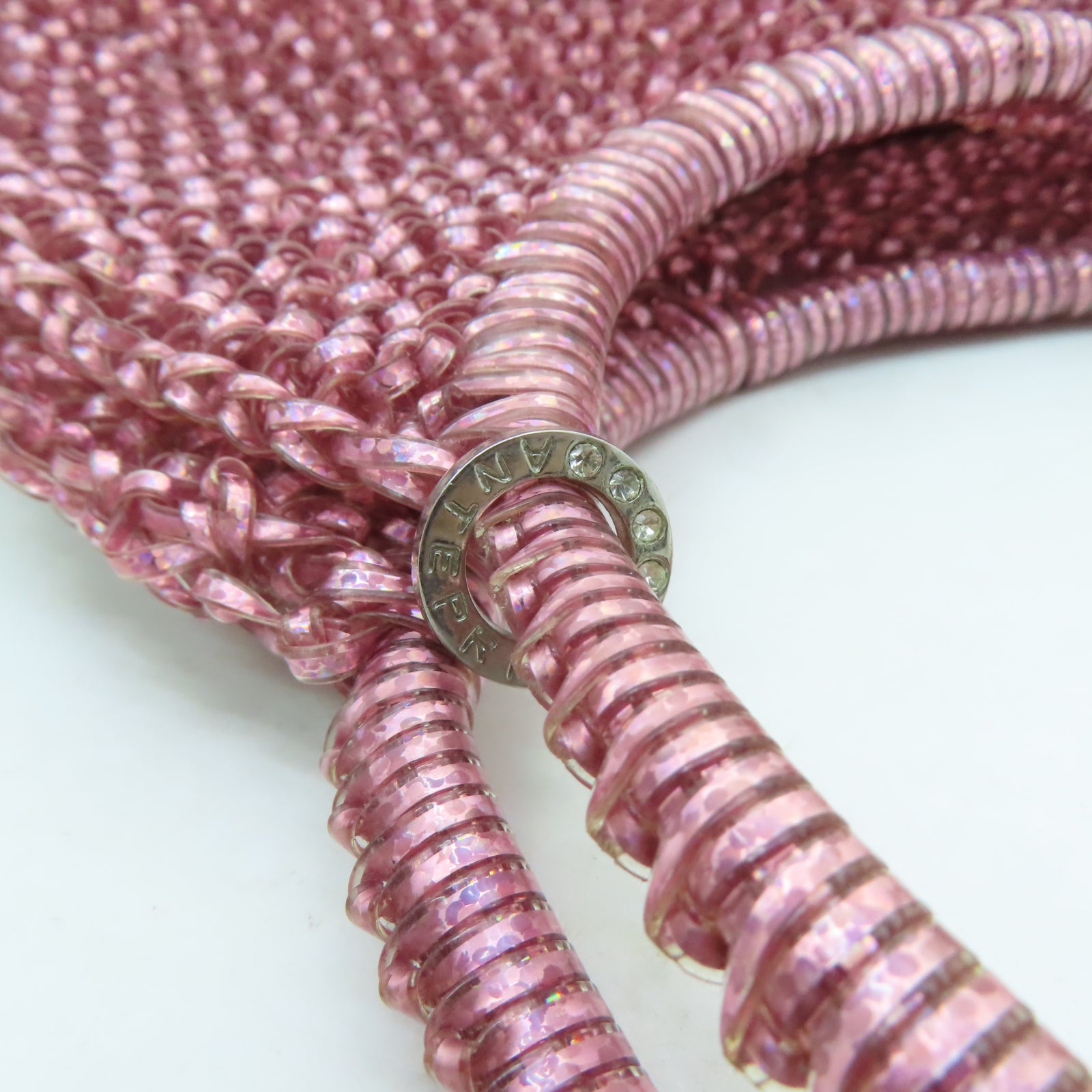 ANTEPRIMA PVC Wirebag銀扣手挽袋粉紅色