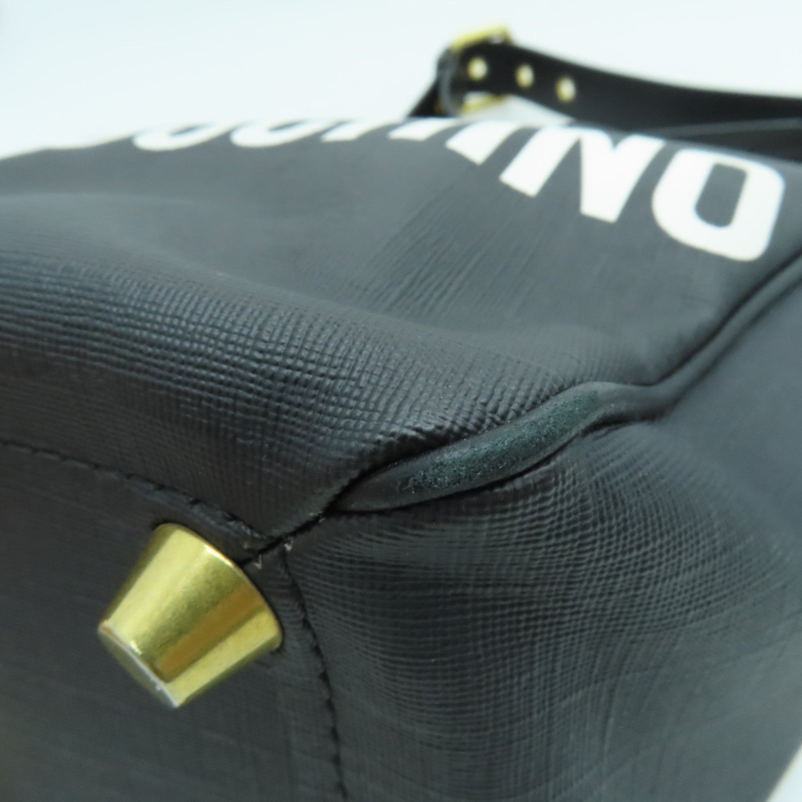 MOSCHINO 皮革2 Way Shoulder金扣肩背袋黑色