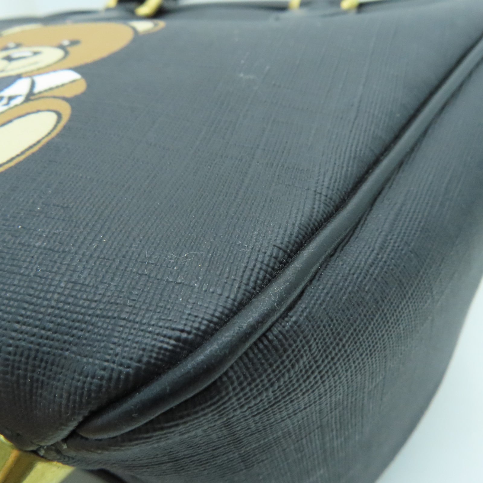 MOSCHINO 皮革2 Way Shoulder金扣肩背袋黑色